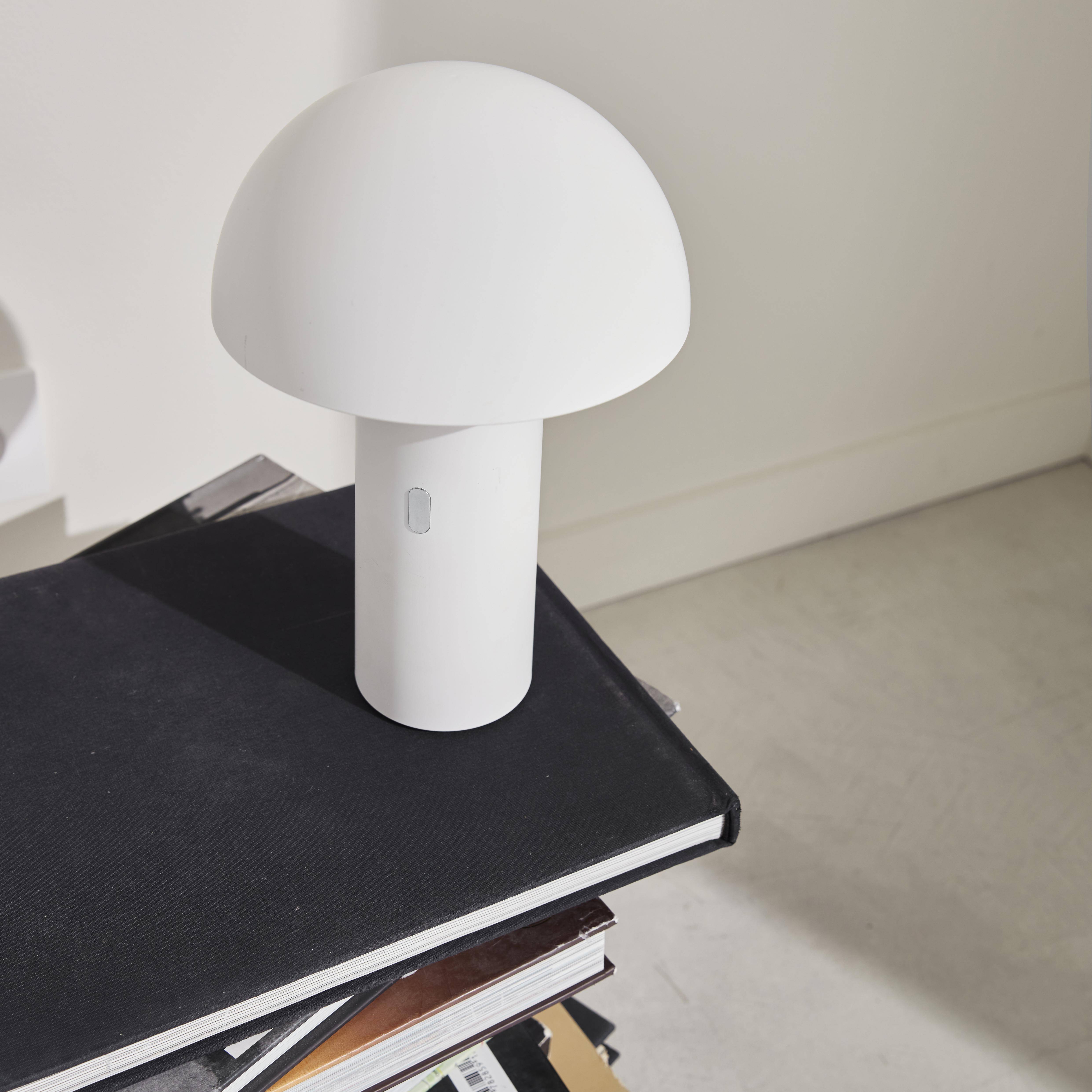 Lámpara de sobremesa inalámbrica con cabezal orientable blanco H 28cm, interior/exterior Photo2
