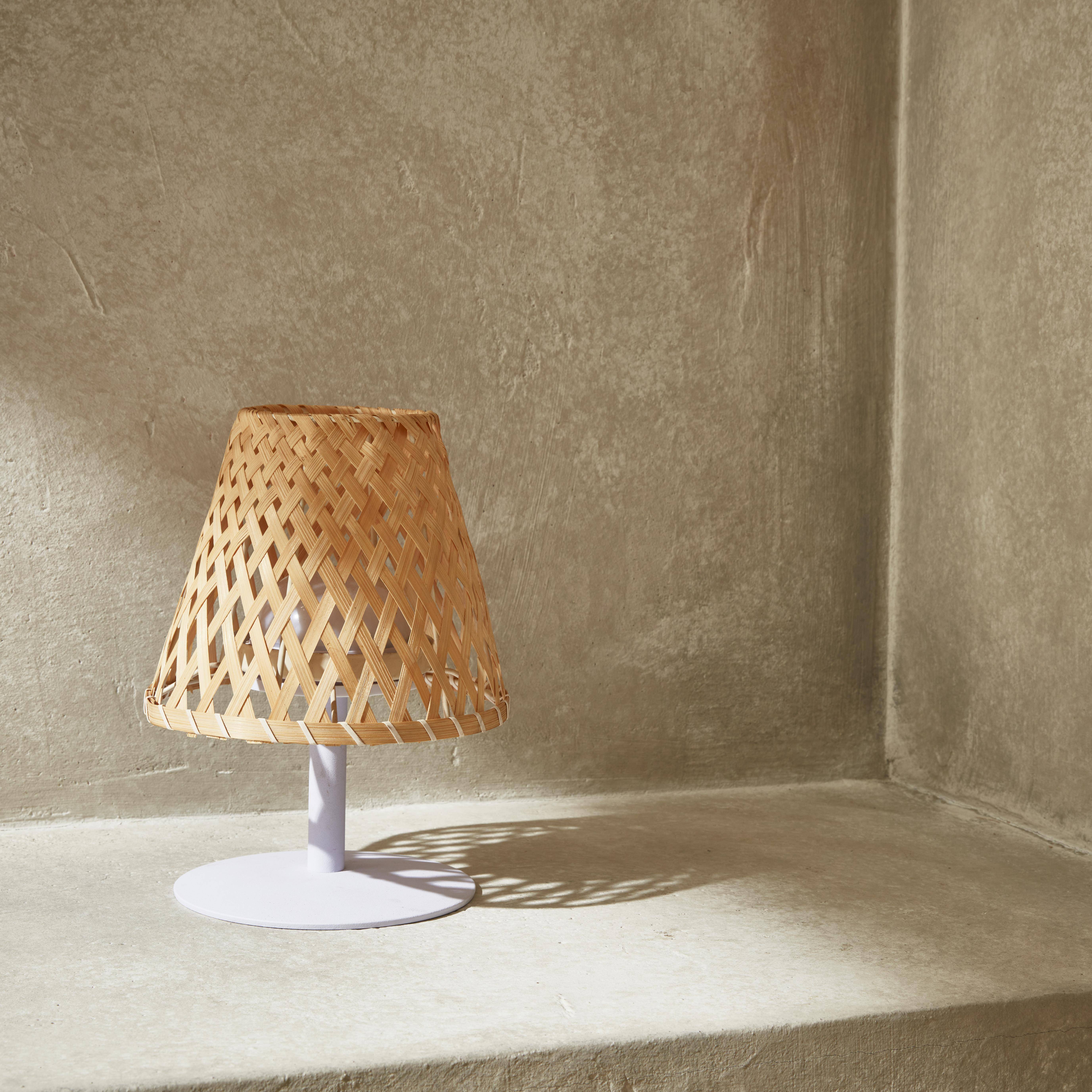 Lámpara de mesa inalámbrica de bambú natural, interior/exterior ,sweeek,Photo2