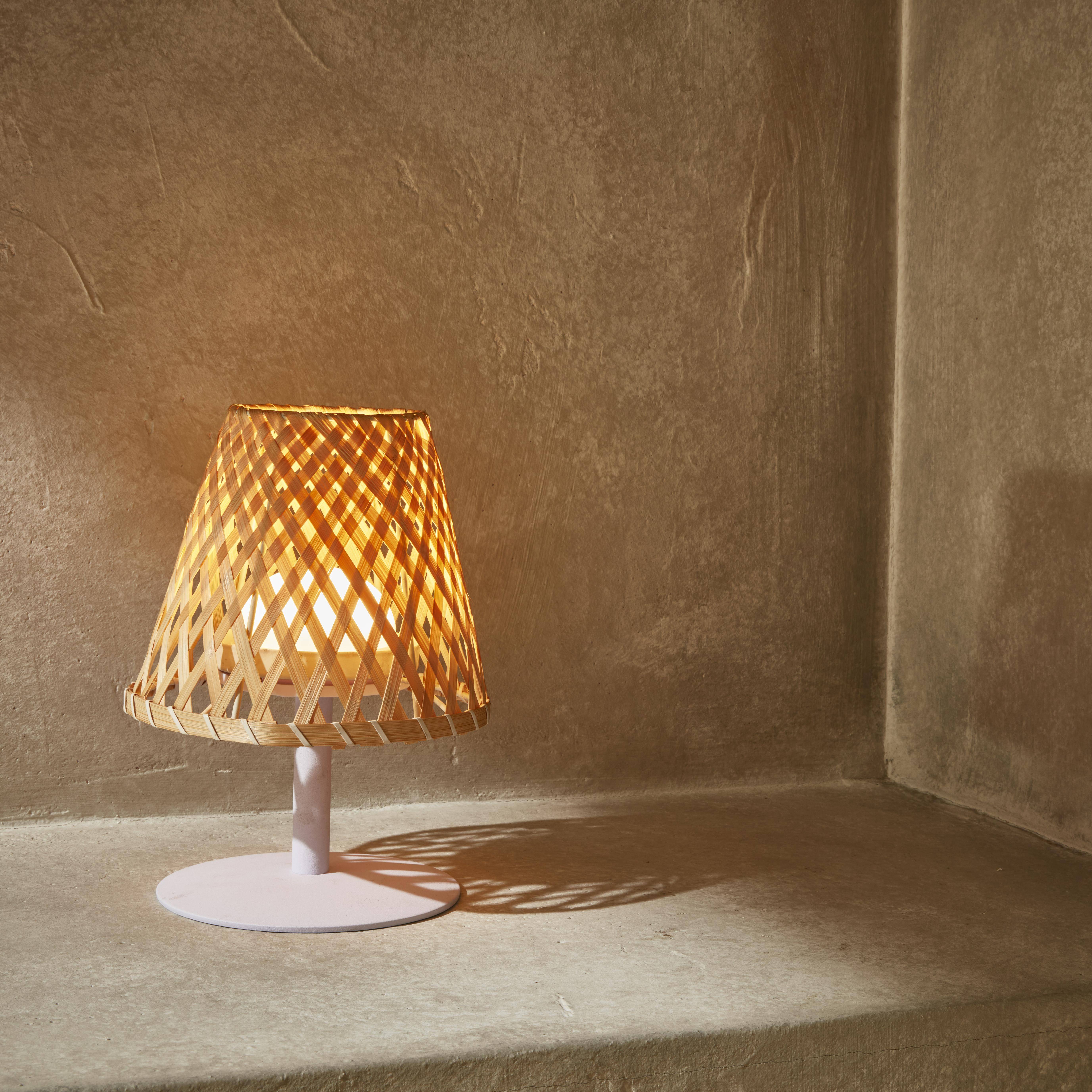 Lámpara de mesa inalámbrica de bambú natural, interior/exterior ,sweeek,Photo1