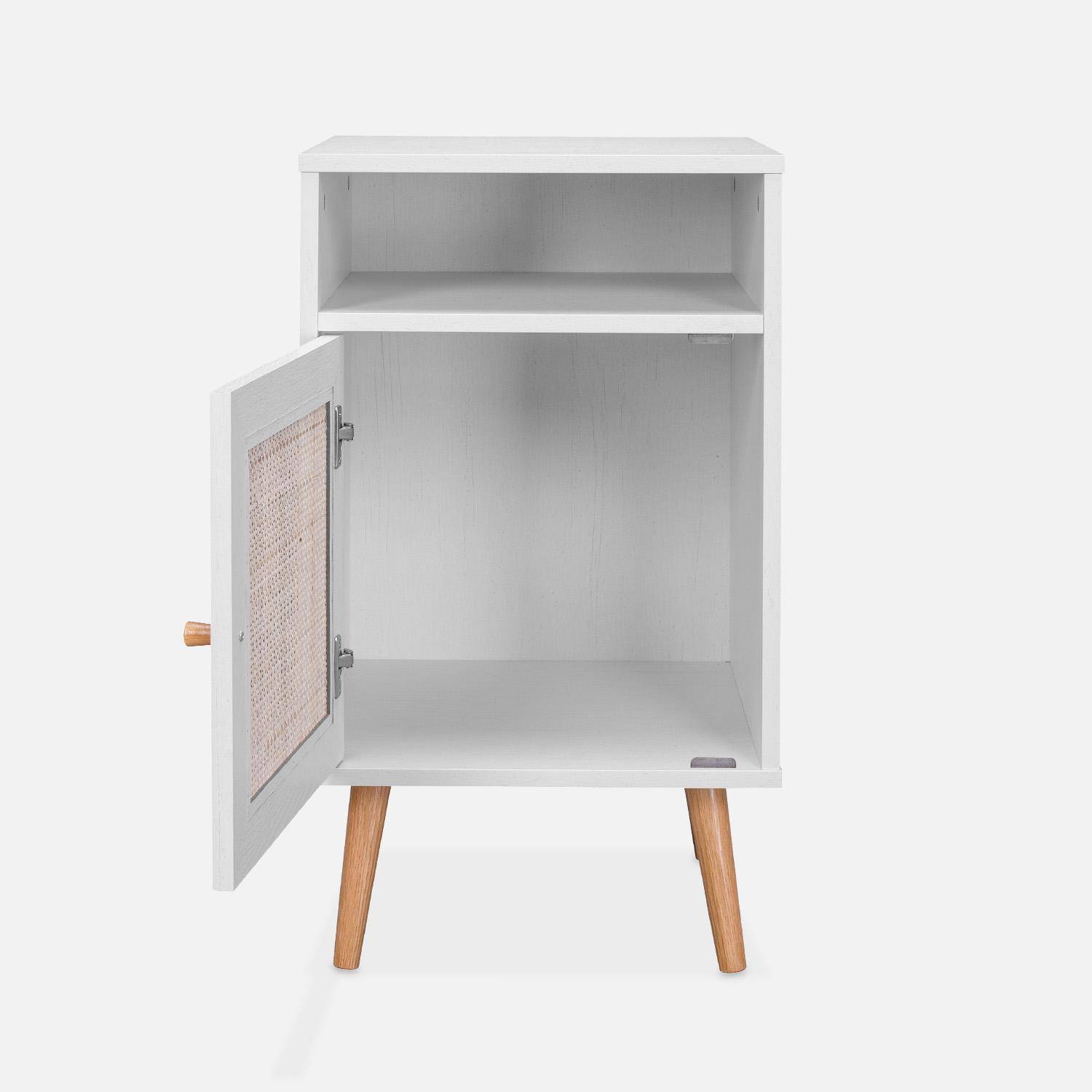 Pair of scandi-style bedside tables with cupboard, Boheme, Blanc cassé, 39x40x70 cm Photo5