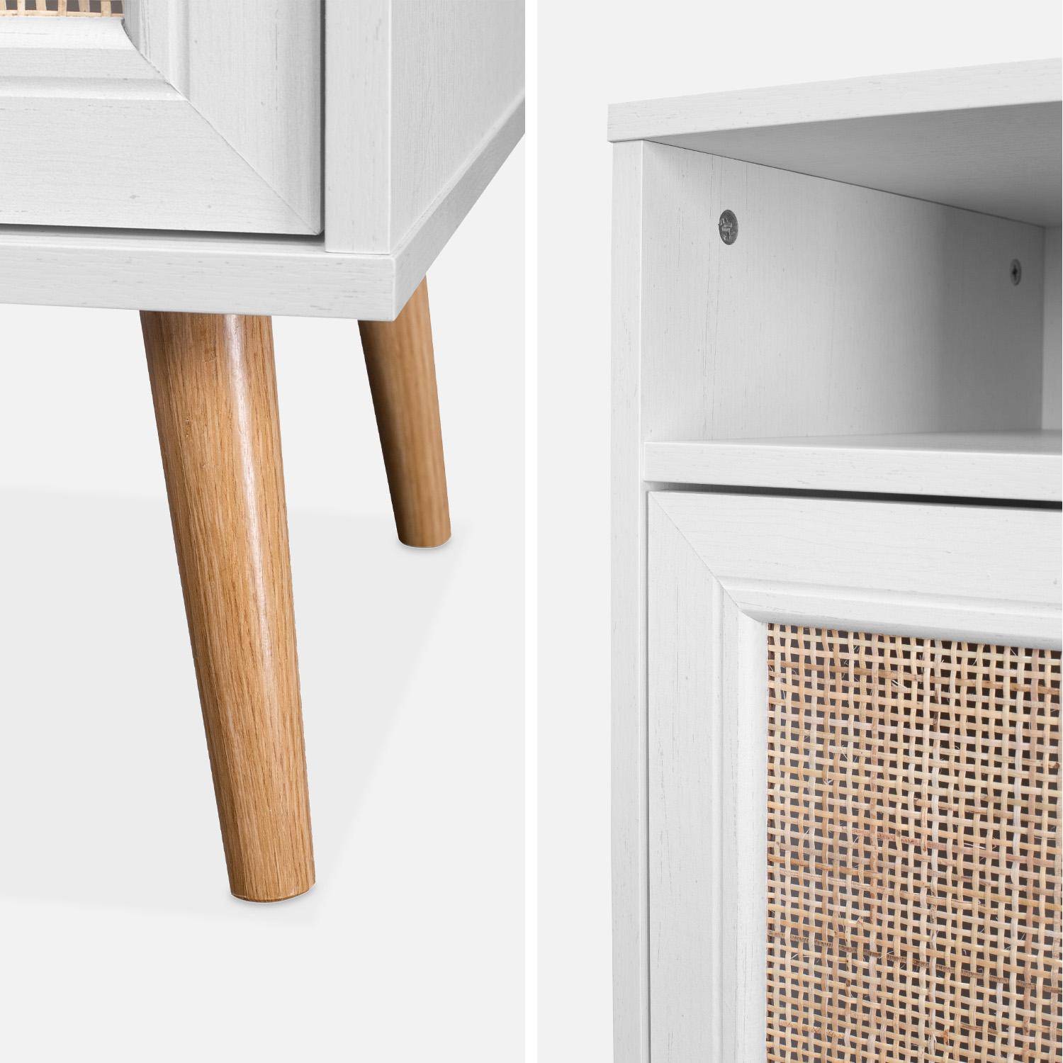 Pair of scandi-style bedside tables with cupboard, Boheme, Blanc cassé, 39x40x70 cm Photo6
