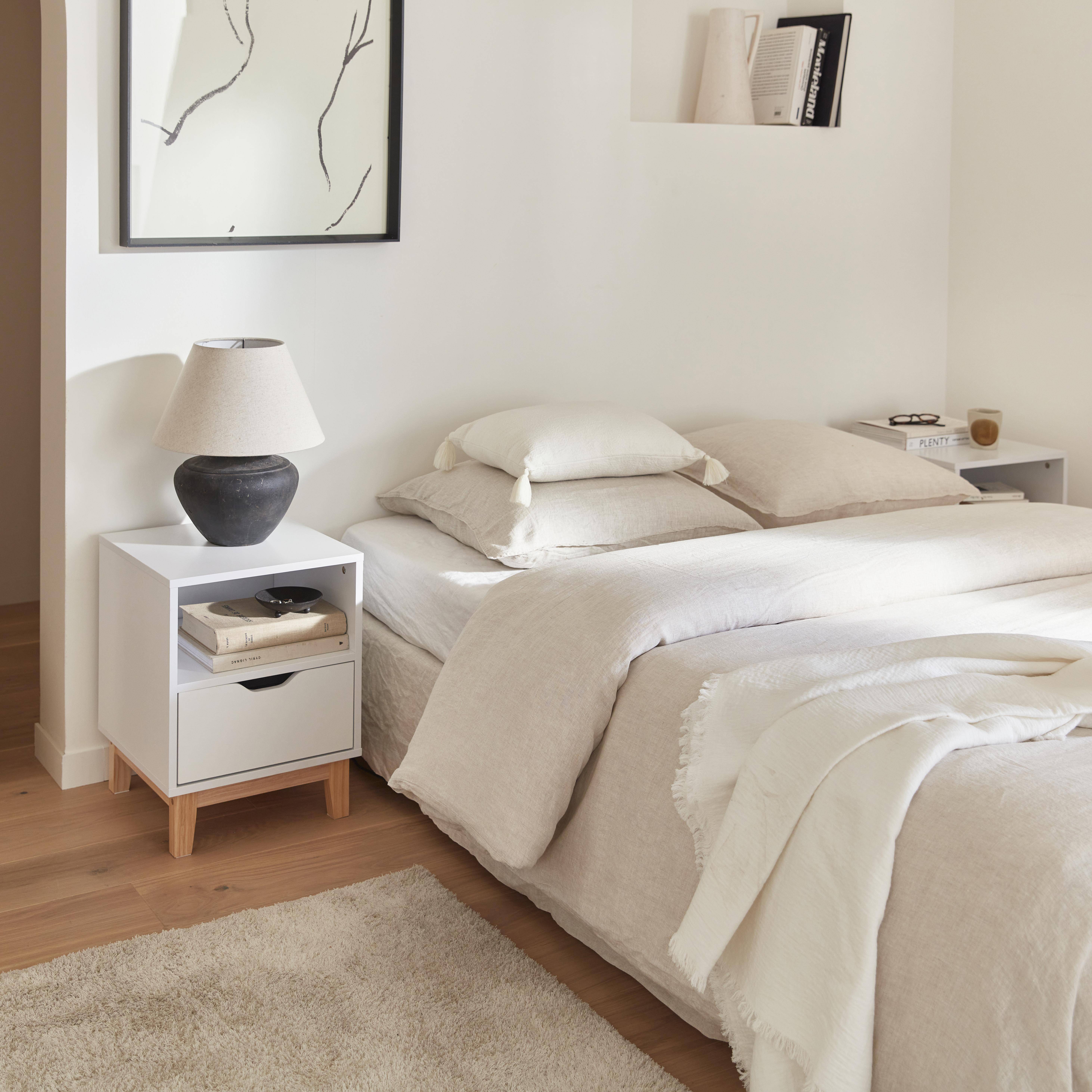 Minimalist Scandi-style pair of bedside tables, 40x39x52cm - Floki - White Photo3