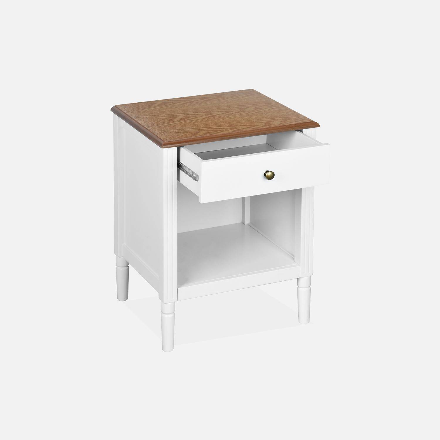 Bedside table with pinewood legs, 45x40x60cm - Celeste - White Photo5