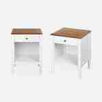 Lot de 2 tables de chevet en placage frêne, blanc et bois, pieds en pin, 1 tiroir et 1 niche Photo3