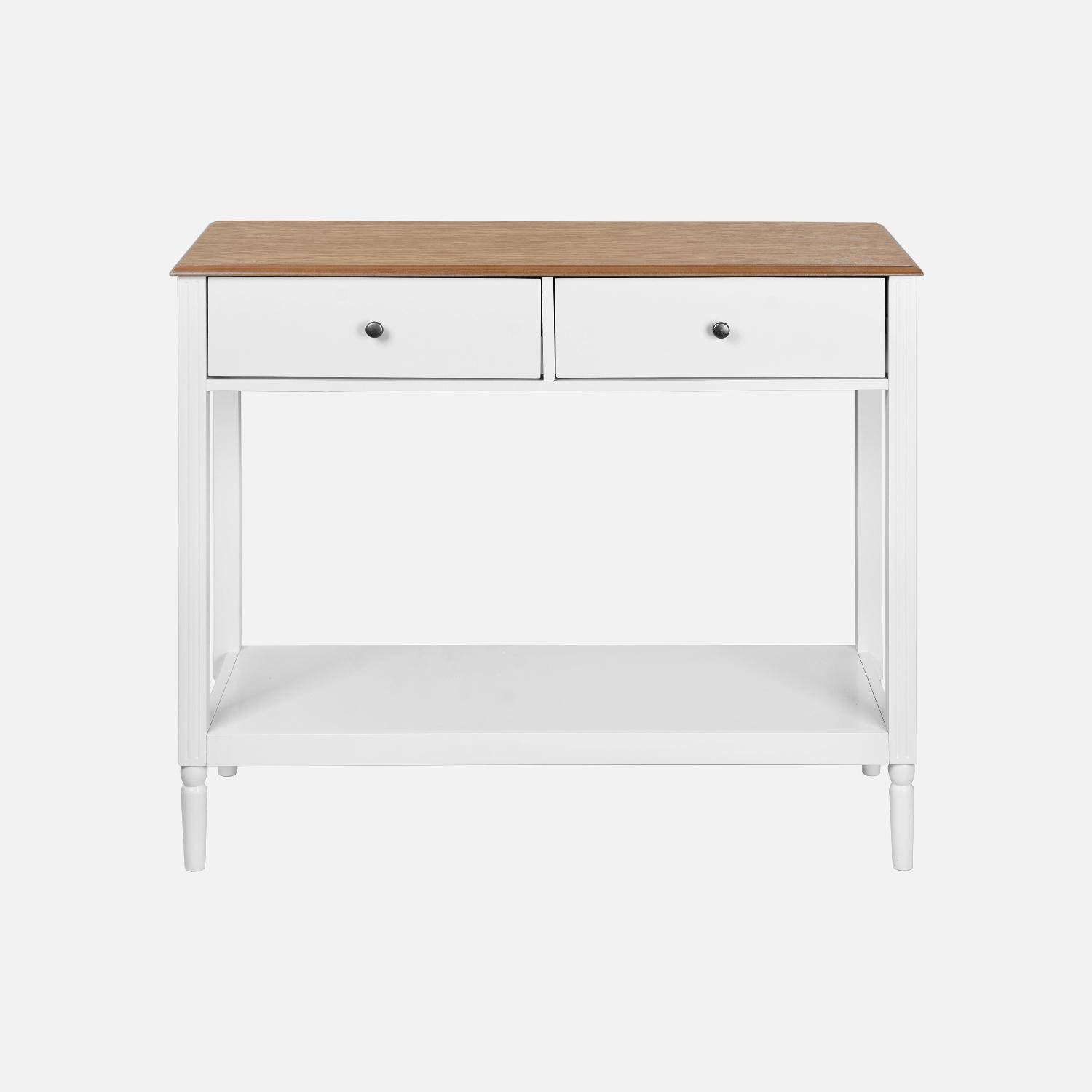 Console table with pinewood legs, 110x40x85cm, Celeste, White Photo4