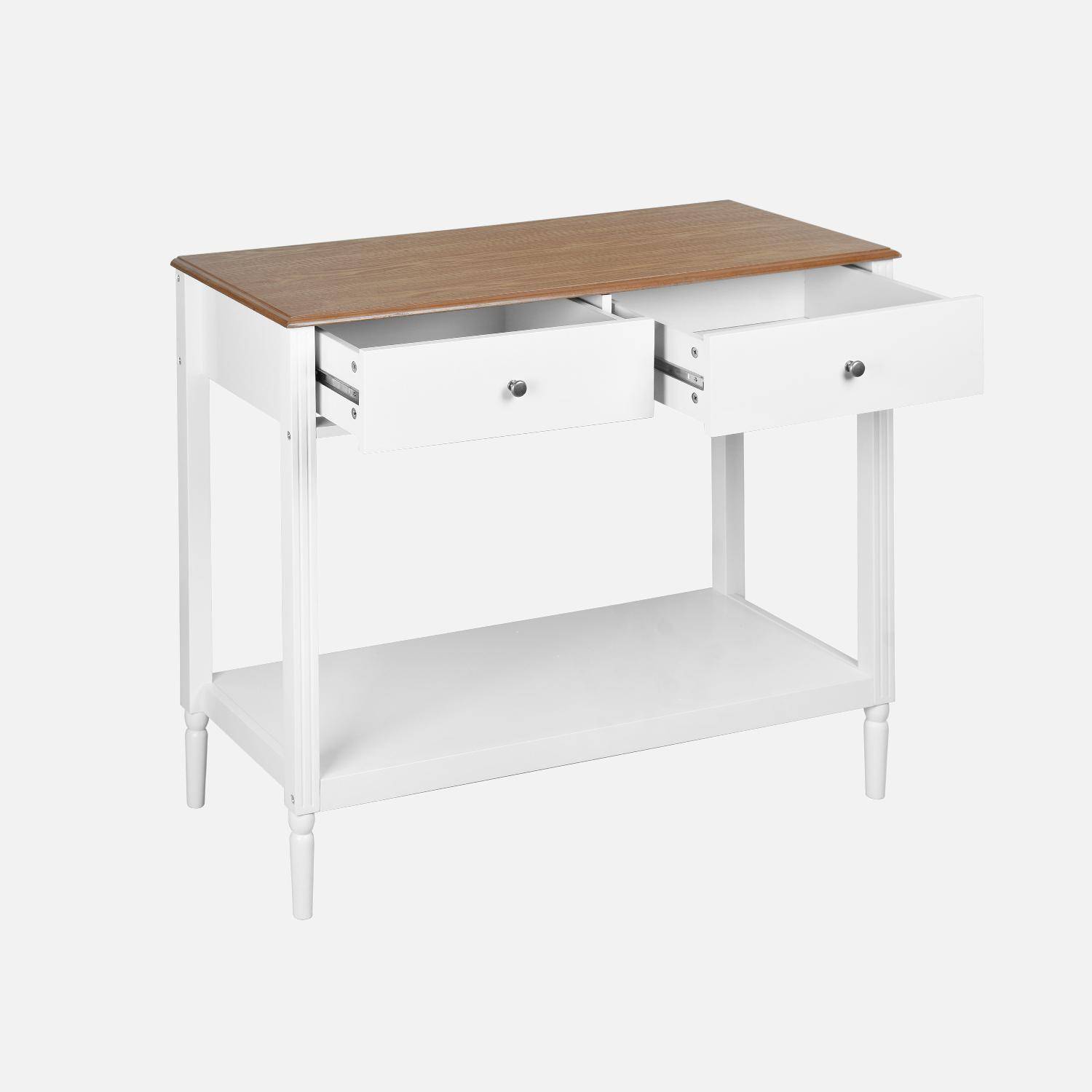 Console table with pinewood legs, 110x40x85cm, Celeste, White Photo5