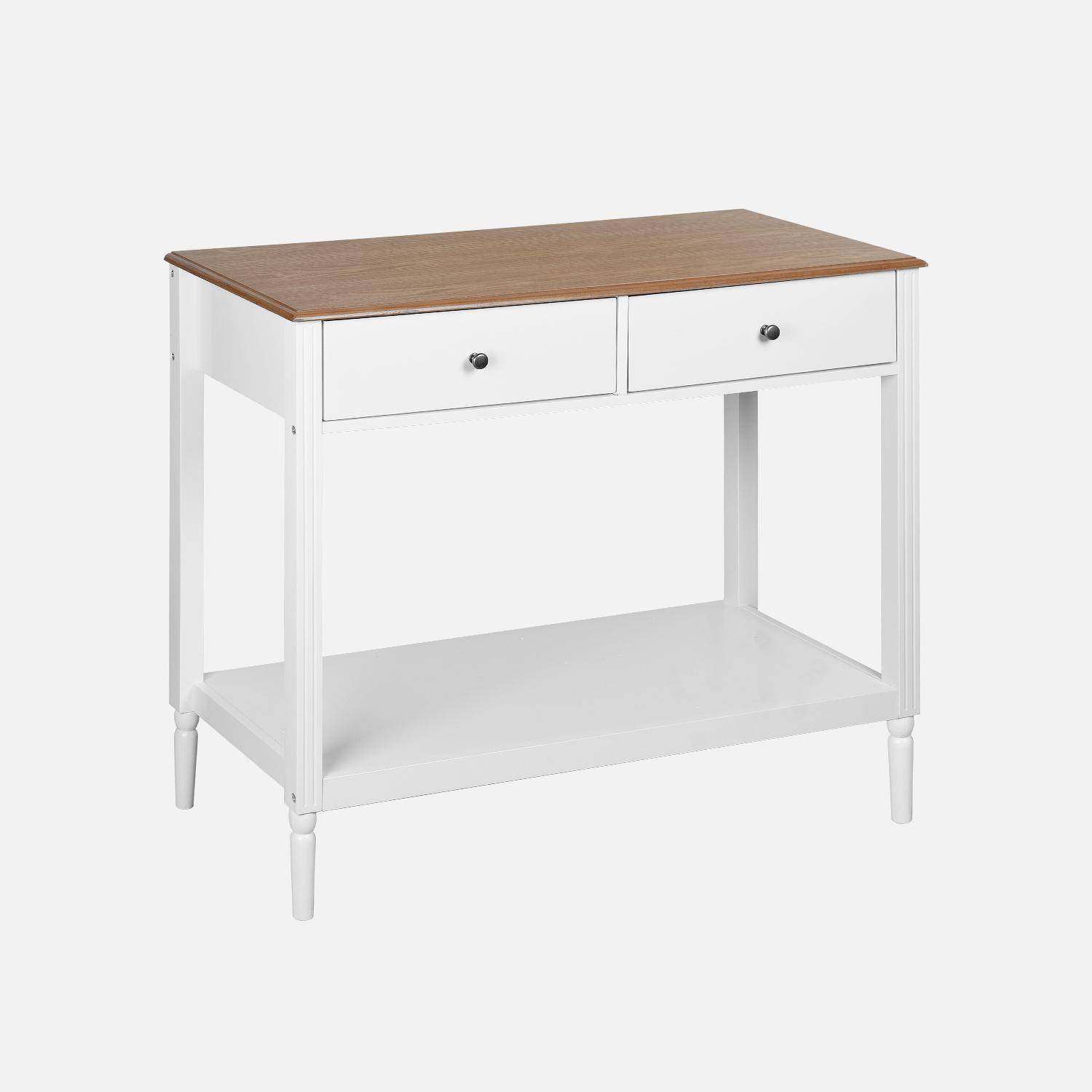 Console table with pinewood legs, 110x40x85cm, Celeste, White Photo3