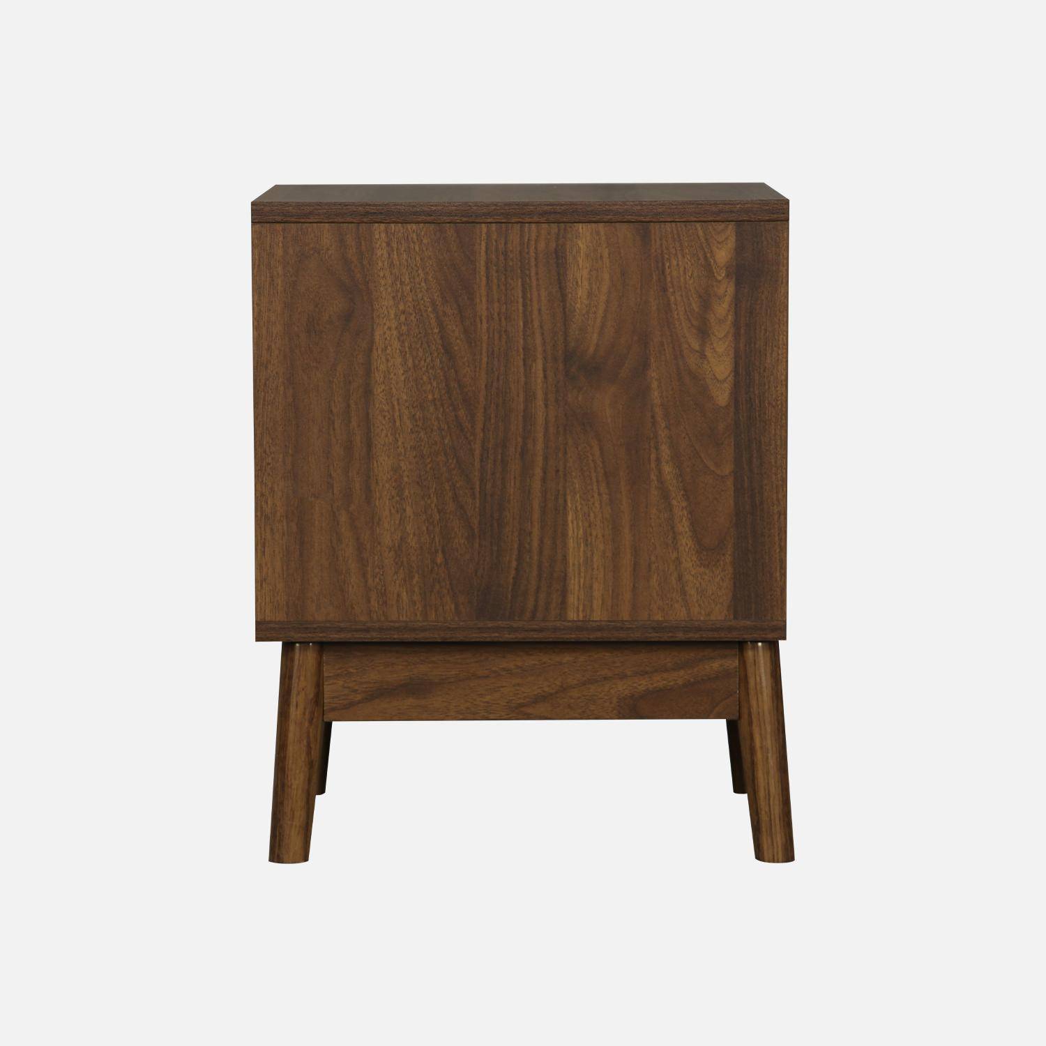 Two-drawer bedside table, walnut decor and pine base - Linear Photo5