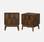 Pair of grooved wooden bedside tables with 2 drawers, 40x39x48cm, Dark Wood colour | sweeek