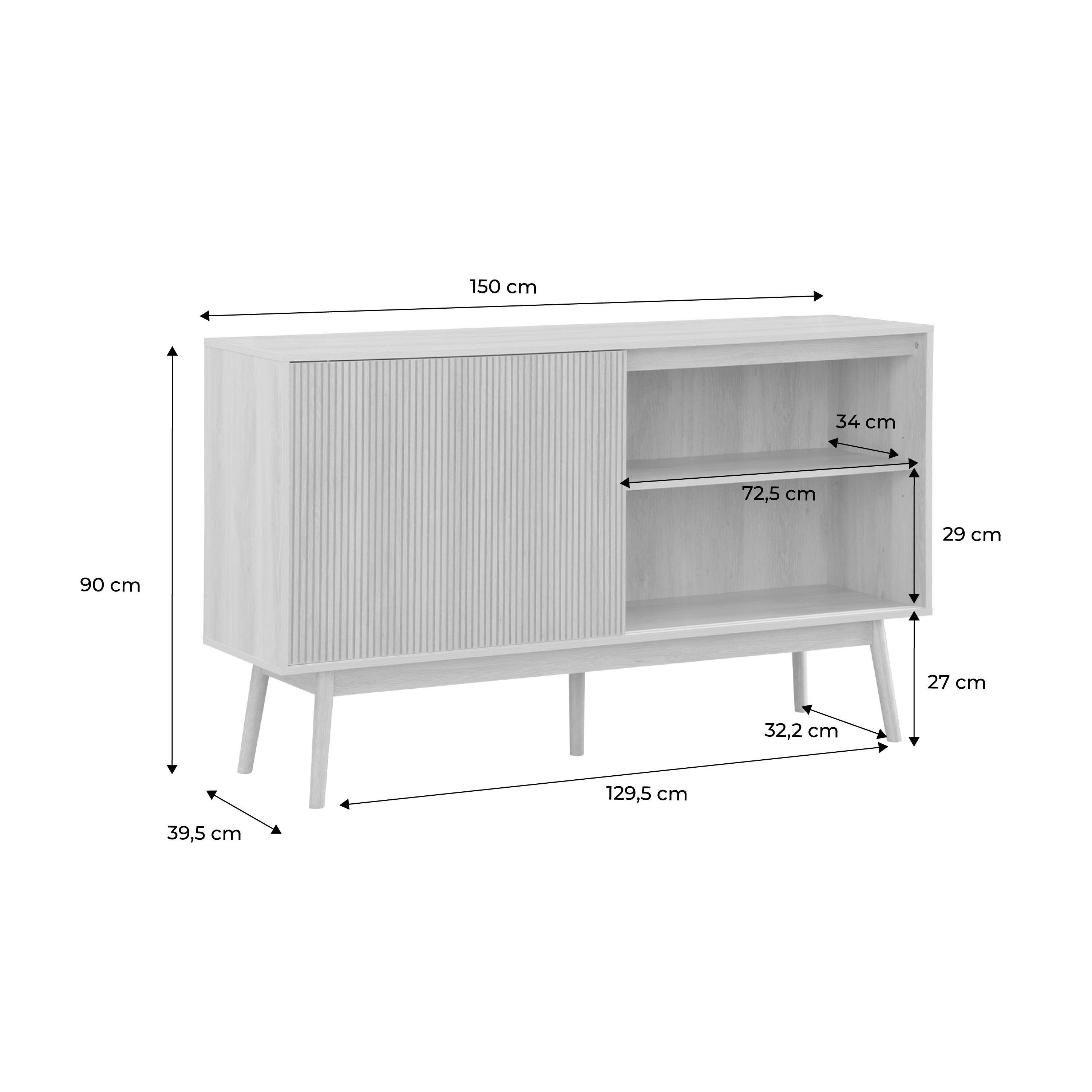 Sideboard mit Naturholzdekor, 2 Schiebetüren, 2 Schubladen
