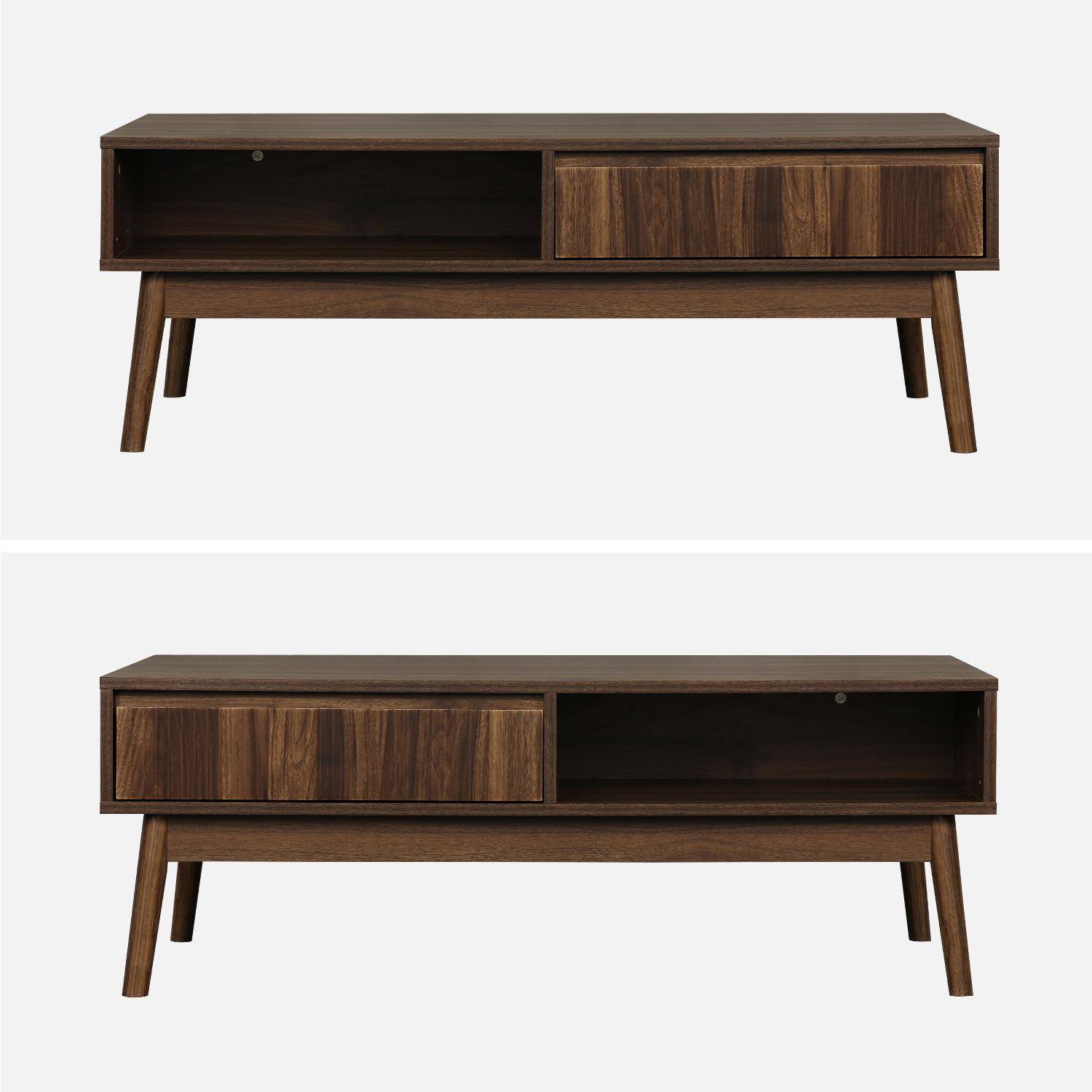 Wooden coffee table with one drawer storage, dark wood, L110xW59xH39cm,sweeek,Photo5