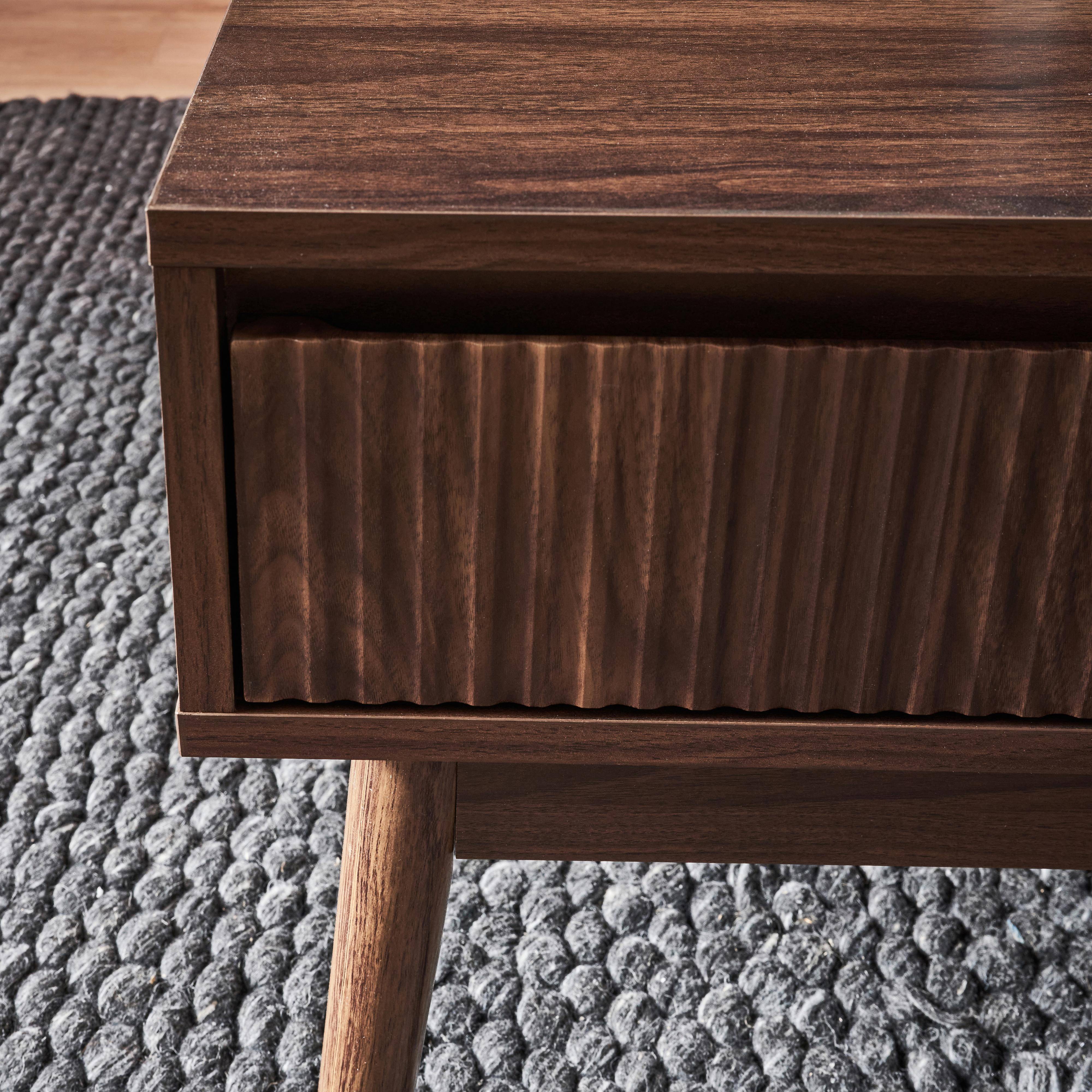 Wooden coffee table with one drawer storage, dark wood, L110xW59xH39cm Photo3