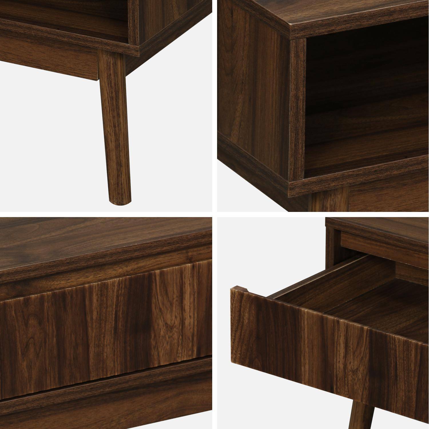 Wooden coffee table with one drawer storage, dark wood, L110xW59xH39cm,sweeek,Photo8