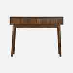 Grooved wood detail console table, 100x30x75cm, Linear, Dark wood colour Photo4