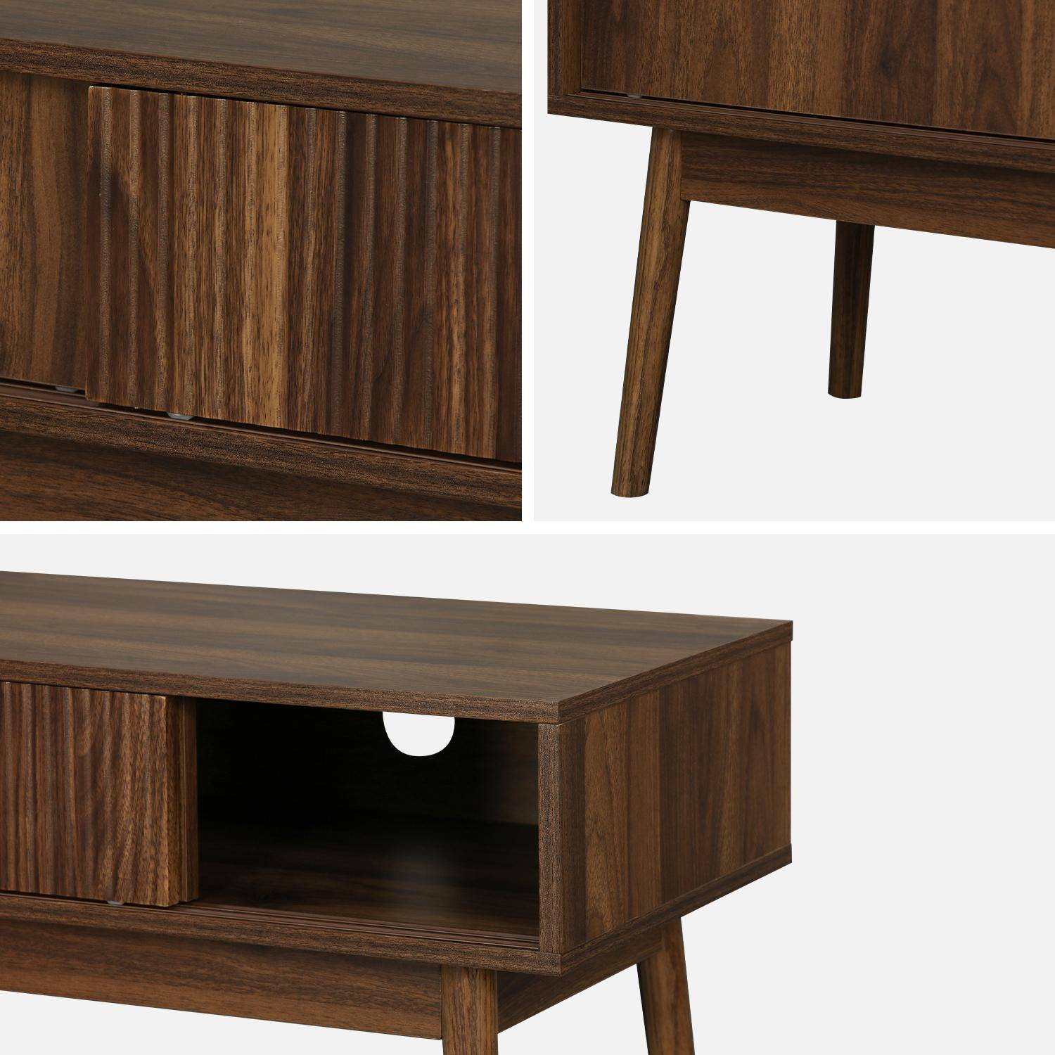 TV-meubel, walnoot houtdecor, 2 schuifdeuren, Linear, L 115 x B 40 x H 48cm,sweeek,Photo8