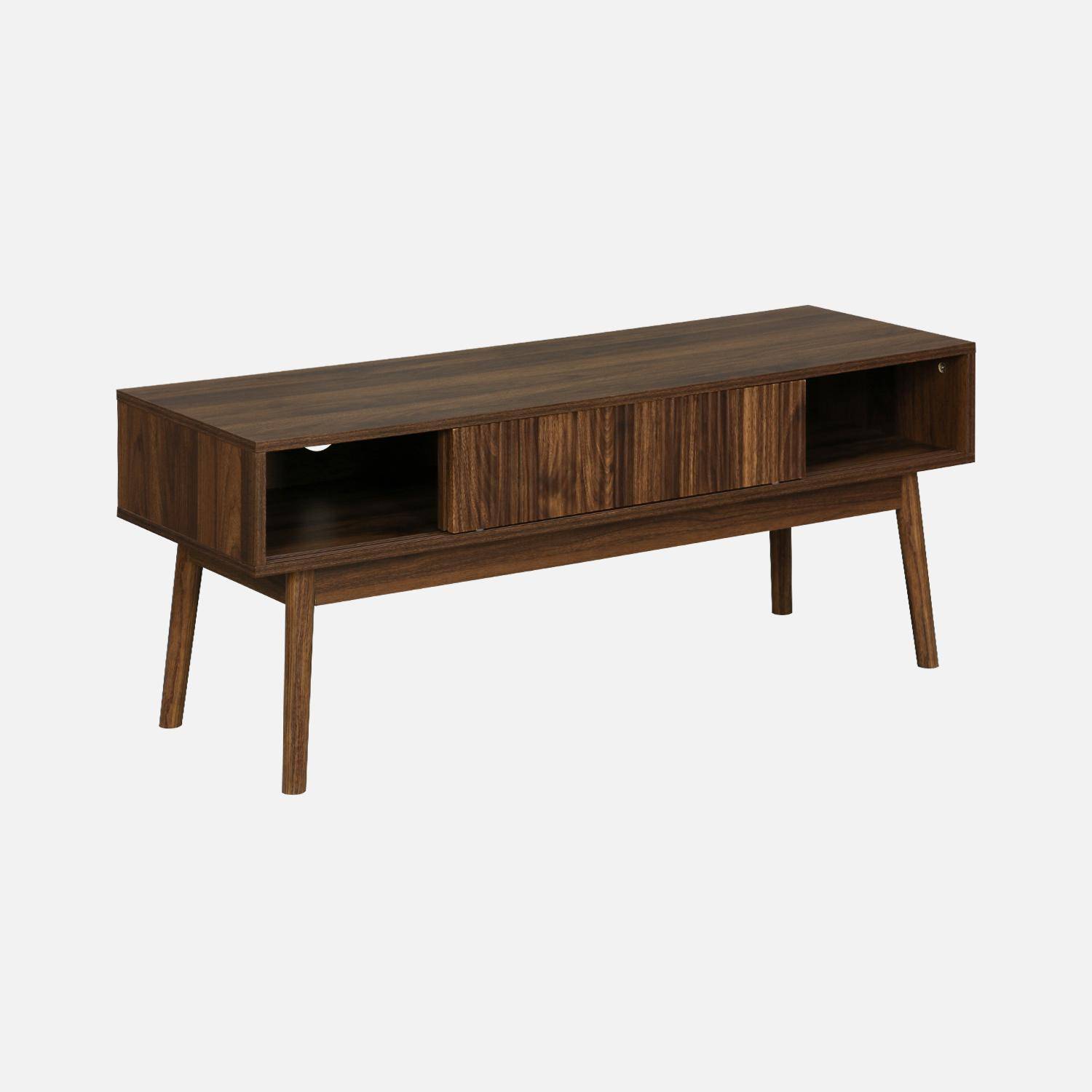 TV-meubel, walnoot houtdecor, 2 schuifdeuren, Linear, L 115 x B 40 x H 48cm,sweeek,Photo6