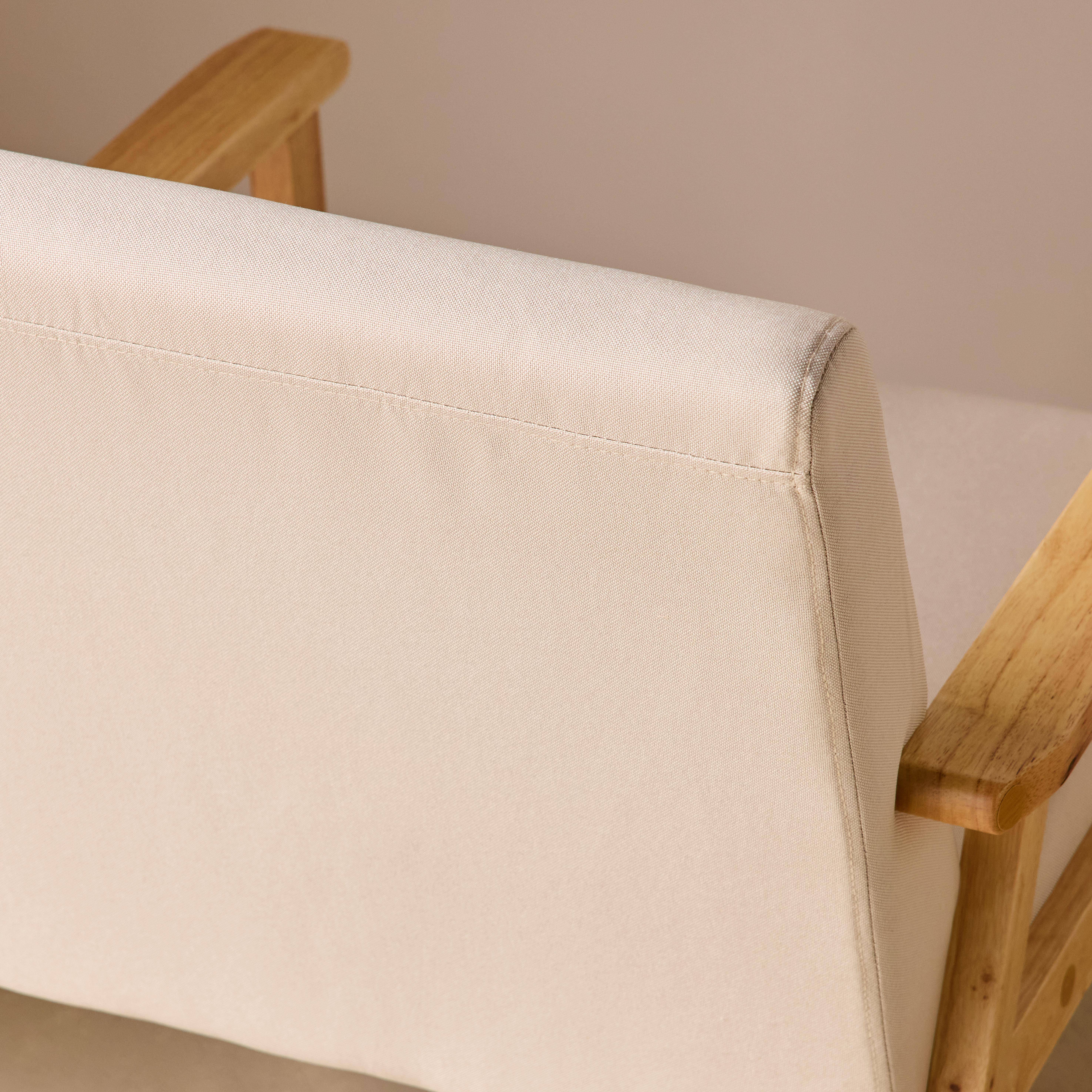 Fauteuil van hout met stoffen zitting crème - Isak Photo4