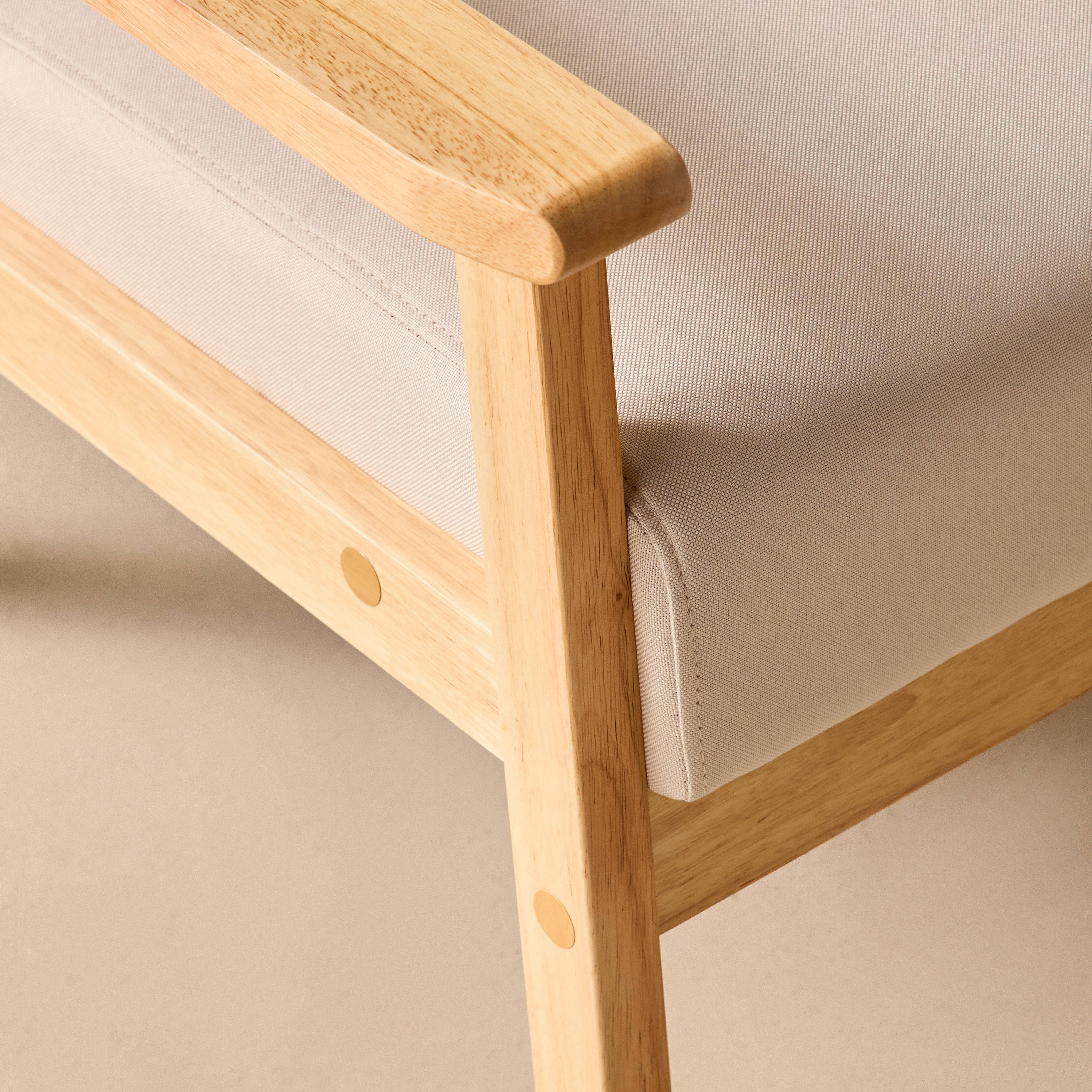 Fauteuil van hout met stoffen zitting crème - Isak Photo3