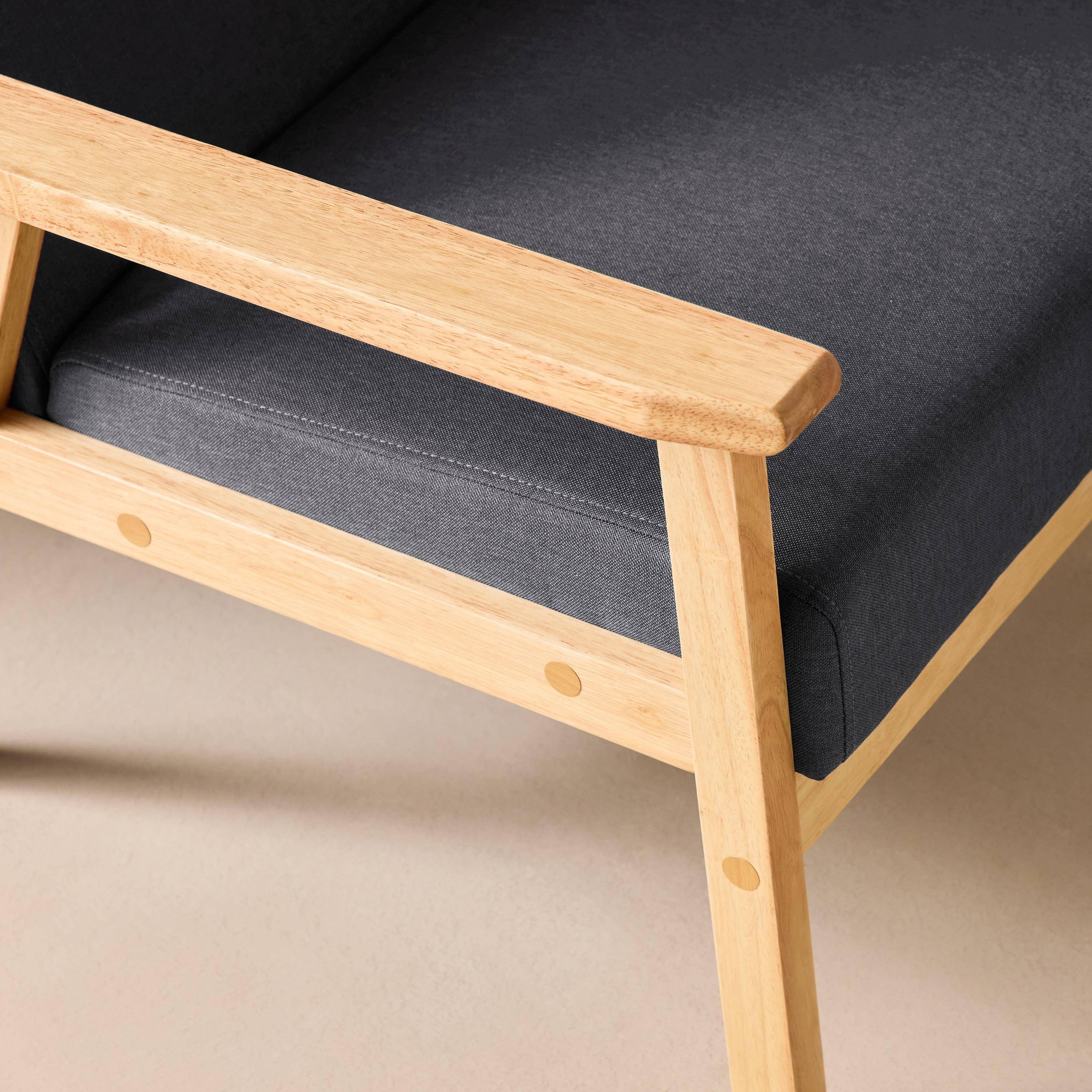 Fauteuil scandinave en bois et tissu gris foncé, Isak, L 64 x P 69,5 x H 73cm Photo3