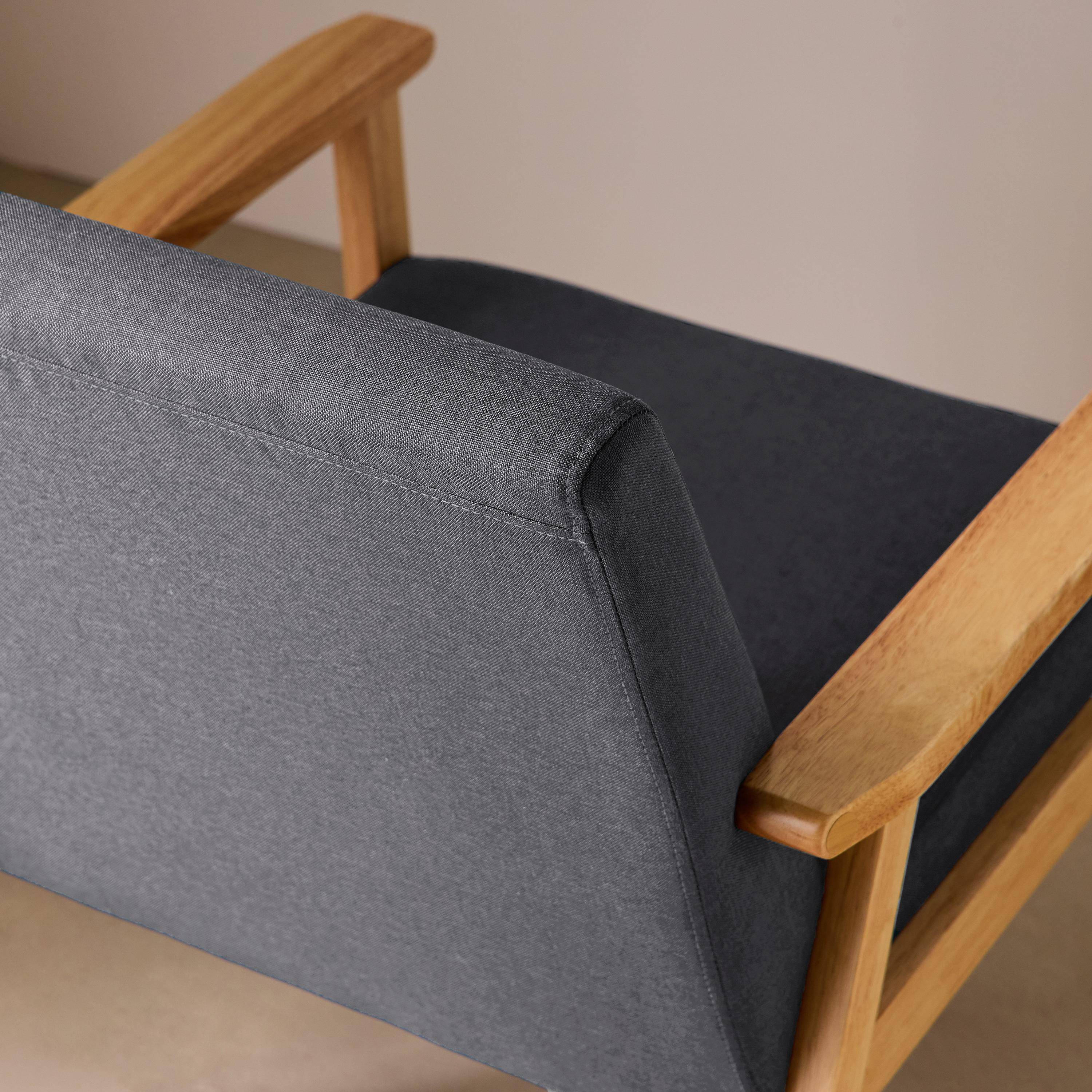 Fauteuil scandinave en bois et tissu gris foncé, Isak, L 64 x P 69,5 x H 73cm Photo4