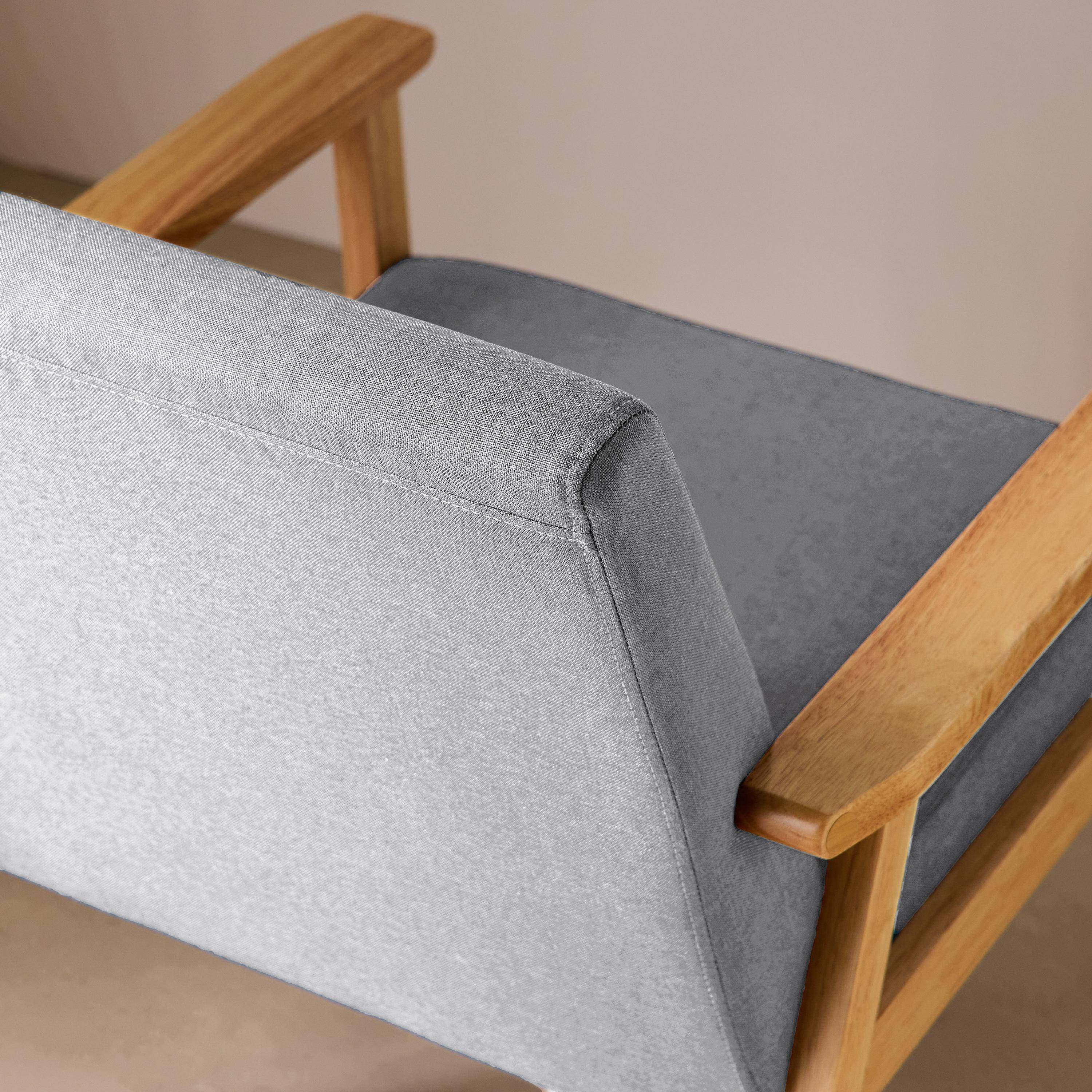 Sillón estilo escandinavo de madera y tela Gris claro - 64x69.5x73 cm Photo4