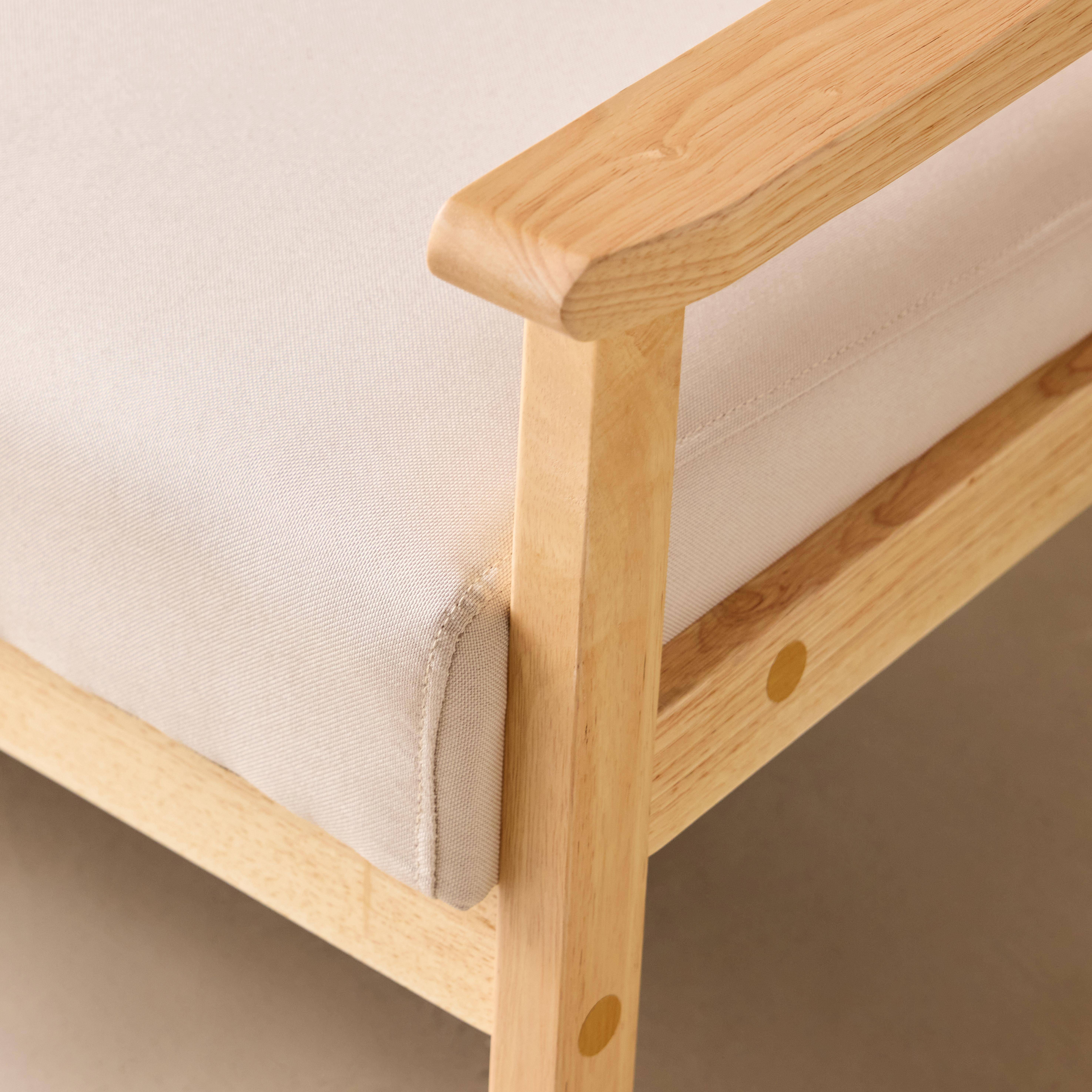 Scandinavisch 2-zits bankje met rubberhout en stof crème - Isak Photo4