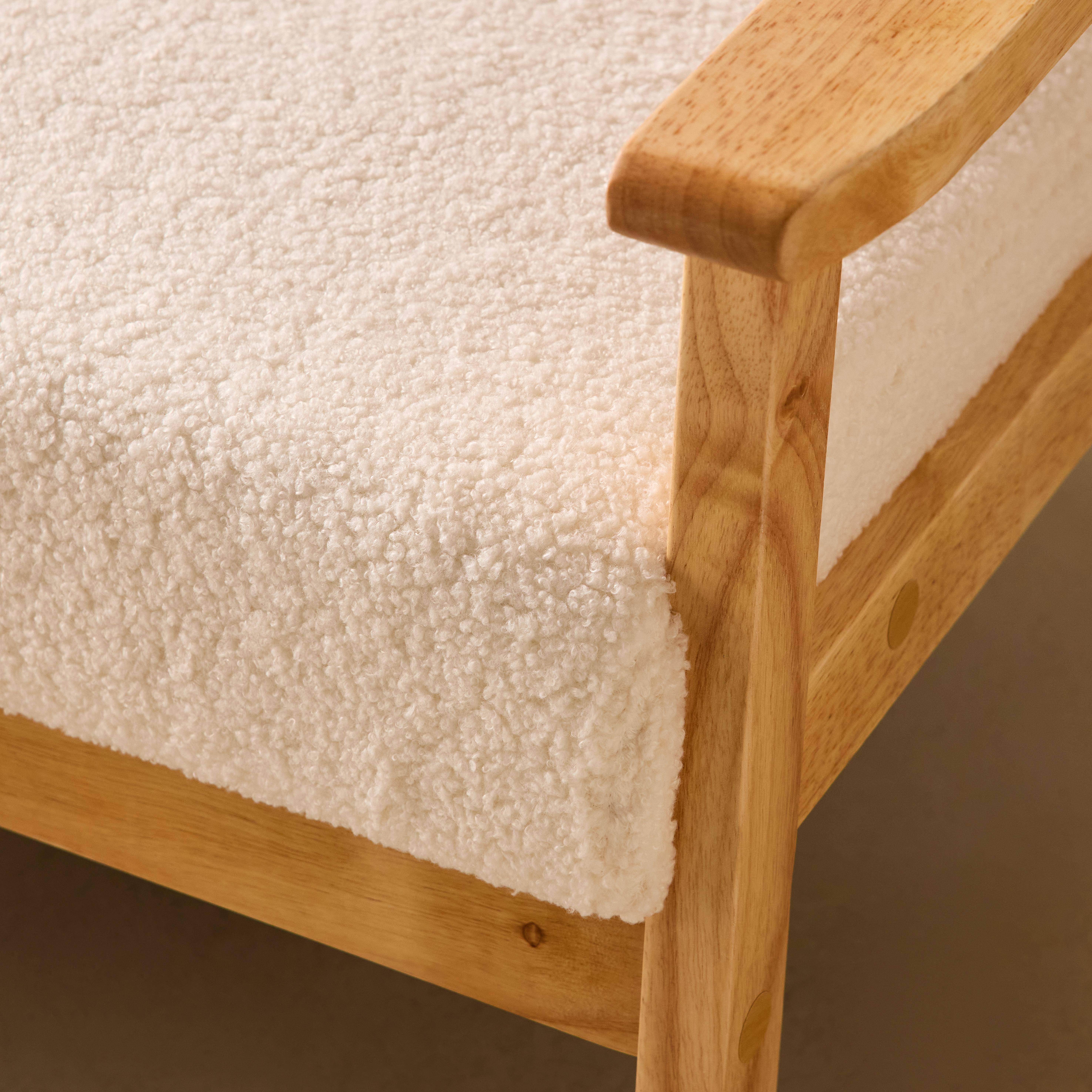 Banquette canapé en bois et tissu bouclette, Isak, L 114 x P 69,5 x H 73cm Photo4