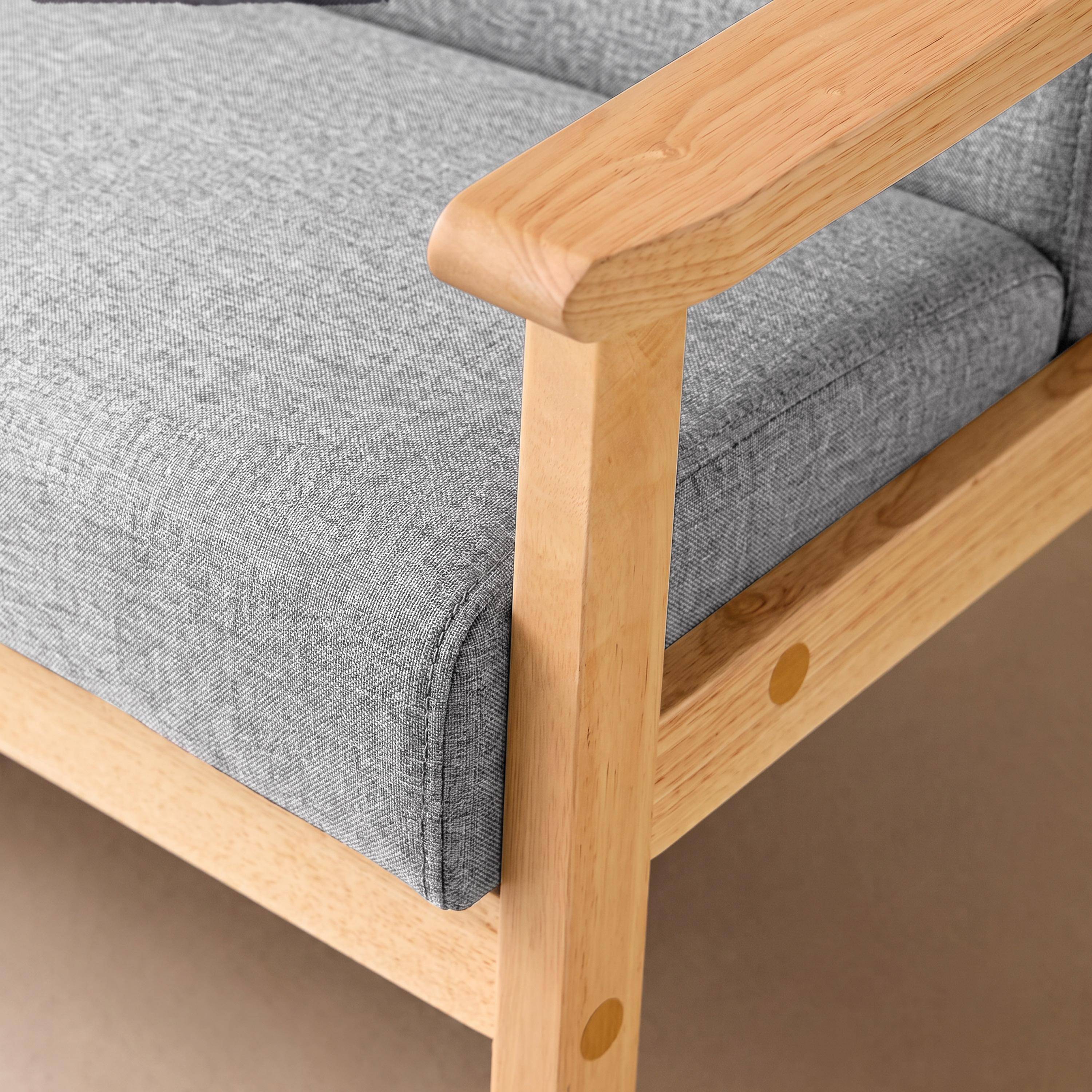 Divano in tessuto con gambe in legno di gomma, 2 posti Grigio chiaro - 114x69.5x73 cm Photo5