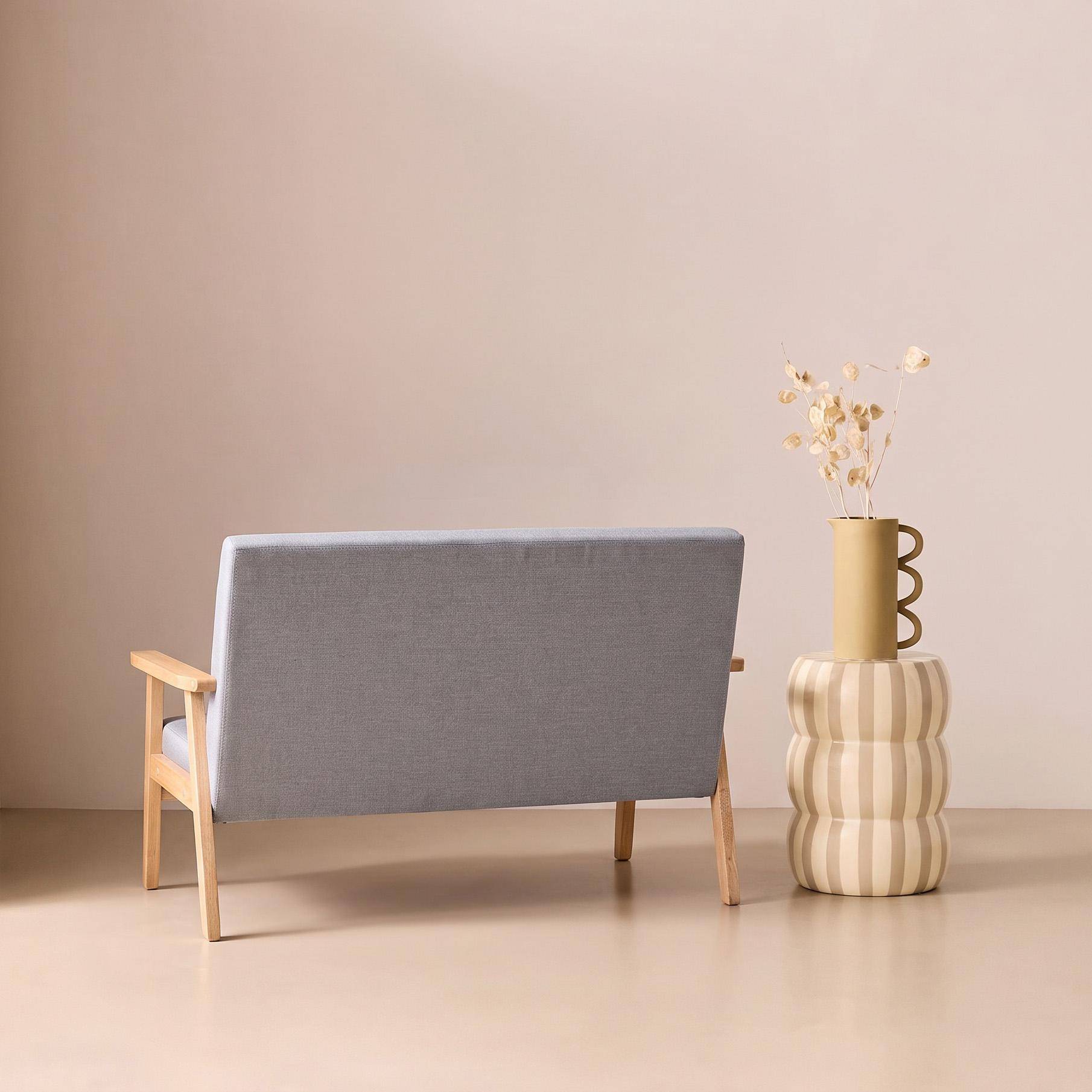 Divano in tessuto con gambe in legno di gomma, 2 posti Grigio chiaro - 114x69.5x73 cm,sweeek,Photo5