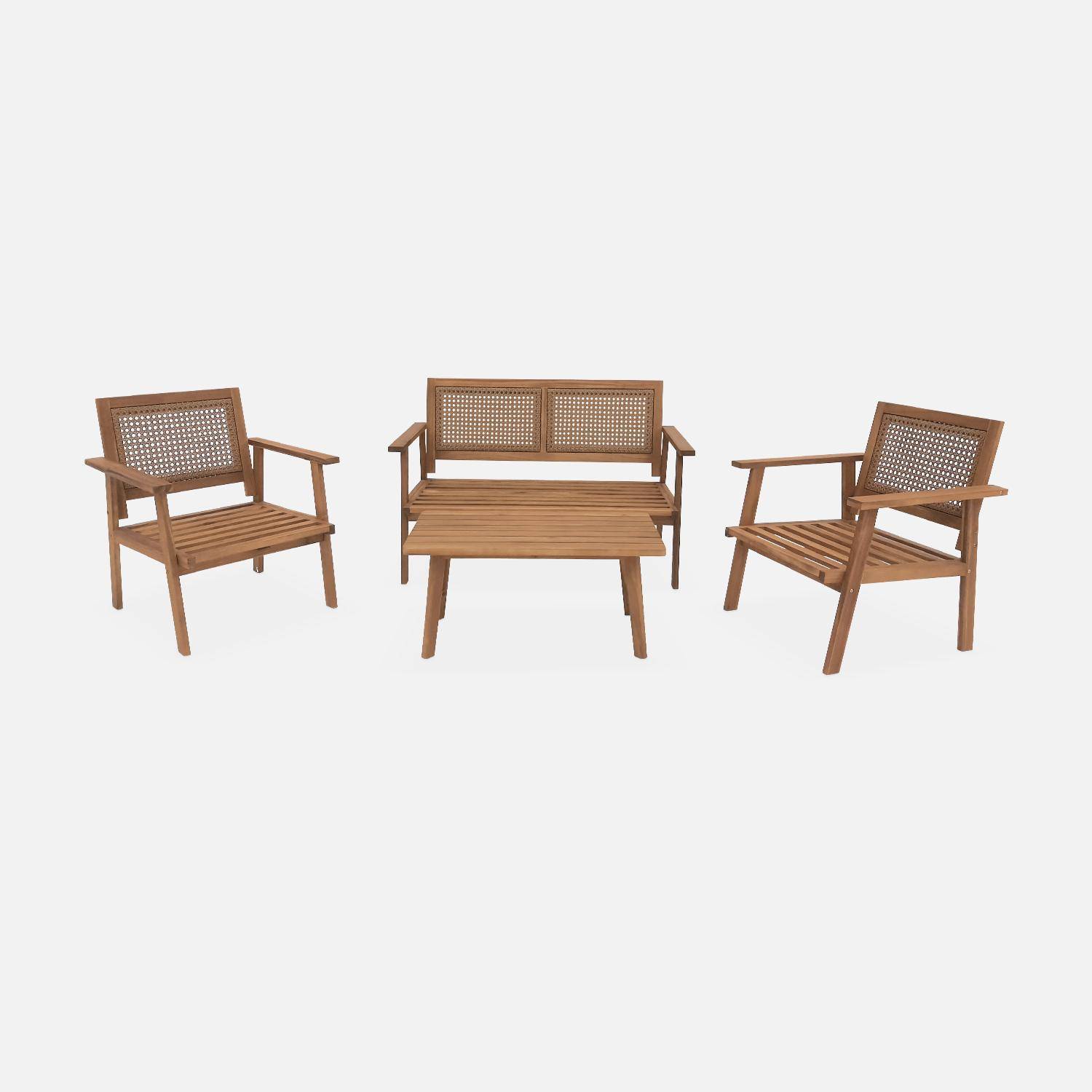 Set di mobili da giardino, Bohémia, canna rotonda, divano a 2 posti, 2 poltrone, 1 tavolino 117x64x74 cm Photo8