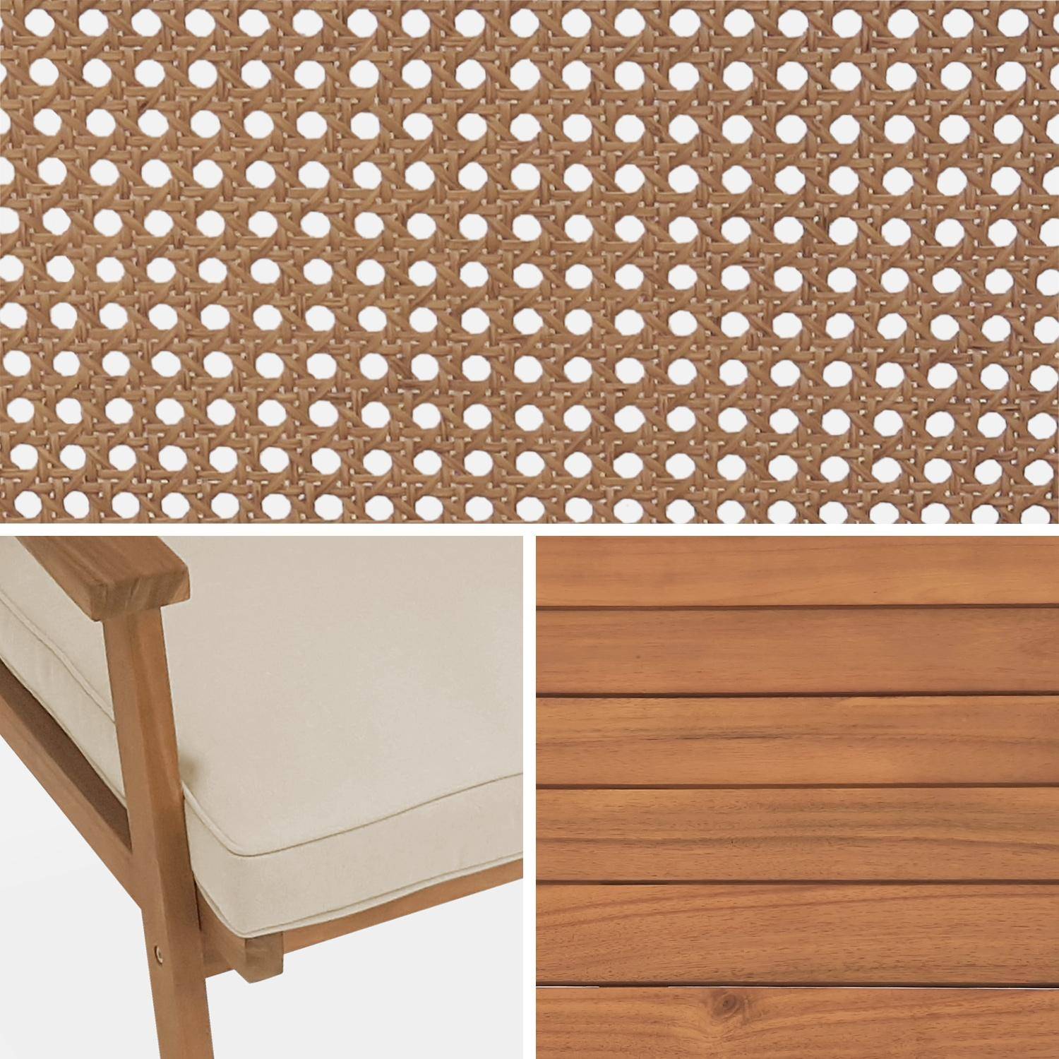 Zestaw mebli ogrodowych 4-osobowy z drewna akacjowego i rattanu, Bohémia, sofa 2-osobowa, 2 fotele, 1 stolik kawowy 117x64x74 cm,sweeek,Photo5