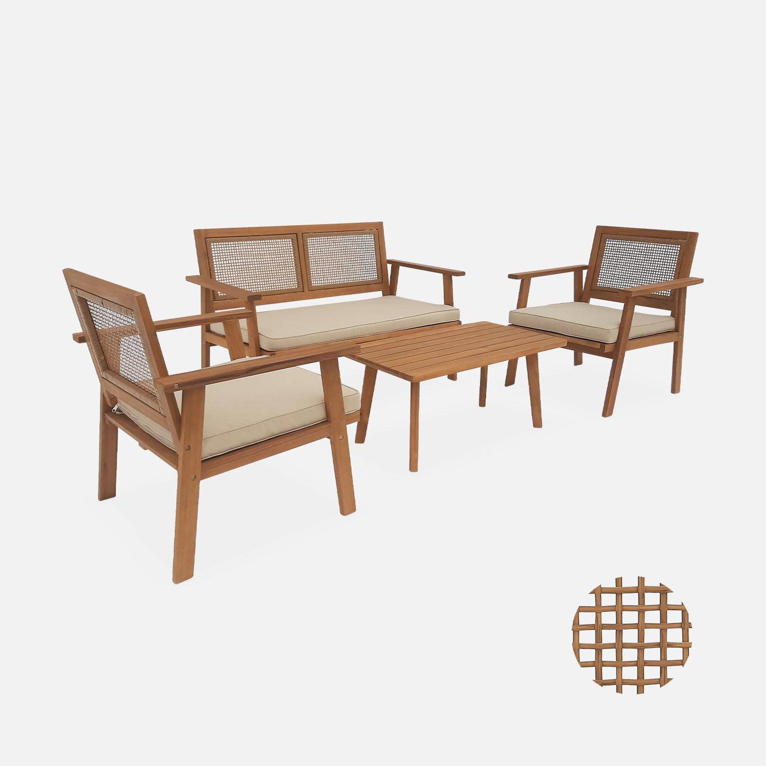 Tuinmeubelset, Bohémia, vierkant riet, bank 2 zitplaatsen, 2 fauteuils, 1 salontafel 117x64x74 cm,sweeek,Photo3
