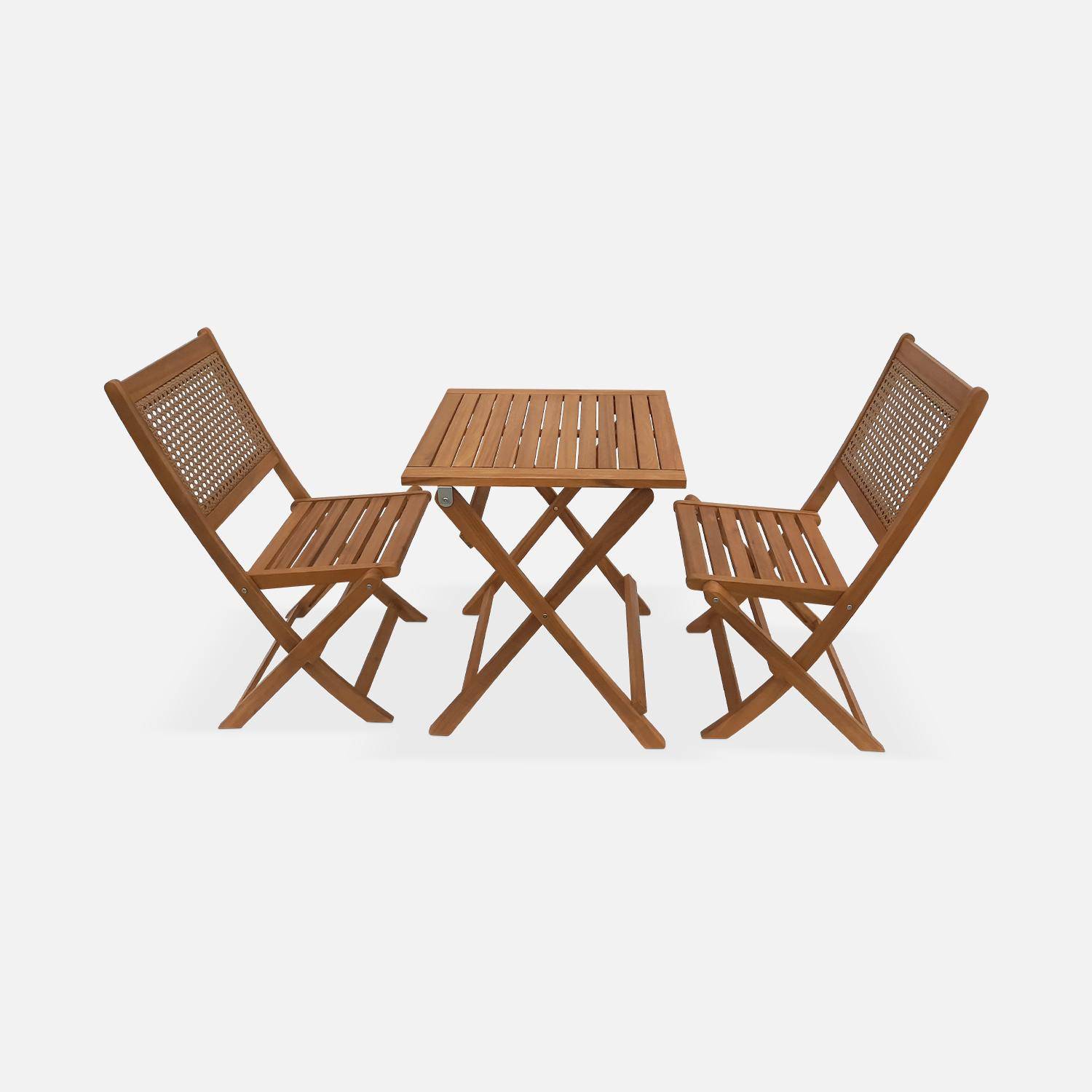 Table de jardin bistrot cannage rond 2 places, Bohémia, 1 table, 2 chaises 60x60x72 cm Photo7