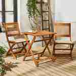 Table de jardin bistrot cannage carré 2 places, Bohémia, 1 table, 2 chaises 60x60x72 cm Photo3