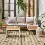 Set di mobili da giardino modulari beige e bianchi in alluminio e legno d'acacia, 4 posti, San Paolo,140 x 68 x 65cm Photo4