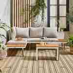 Set di mobili da giardino modulari beige e bianchi in alluminio e legno d'acacia, 4 posti, San Paolo,140 x 68 x 65cm Photo1