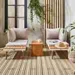 Set di mobili da giardino modulari beige e bianchi in alluminio e legno d'acacia, 4 posti, San Paolo,140 x 68 x 65cm Photo2