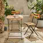 Tavolo da giardino Bistro in legno e metallo, 55 x 54 cm, sedie pieghevoli Photo3
