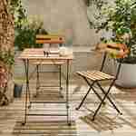 Mesa de jardim bistrô em madeira de acácia e metal, 55 x 54 cm, 2 cadeiras dobráveis Photo2