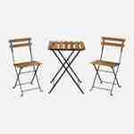 Mesa de jardim bistrô em madeira de acácia e metal, 55 x 54 cm, 2 cadeiras dobráveis Photo5