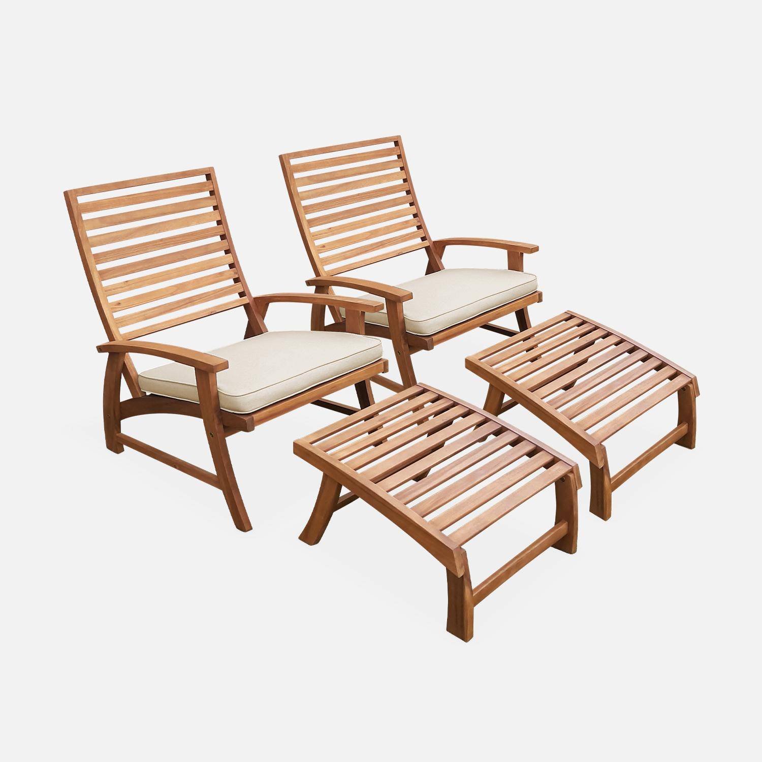 Lot de 2 chaises relaxantes, Puebla, 2 chaises, 2 reposes pieds. 75x59x71cm Photo1