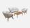Gartengarnitur 4 Sitze - ROSARIO - aus geflochtenen Seilen, Holz und Aluminium, grau / beige Kissen | sweeek