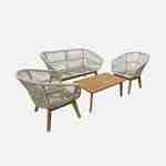 Set di mobili da giardino 4 posti - ROSARIO - corda intrecciata, legno e alluminio, cuscini beige / beige Photo4