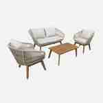 Set di mobili da giardino 4 posti - ROSARIO - corda intrecciata, legno e alluminio, cuscini beige / beige Photo3