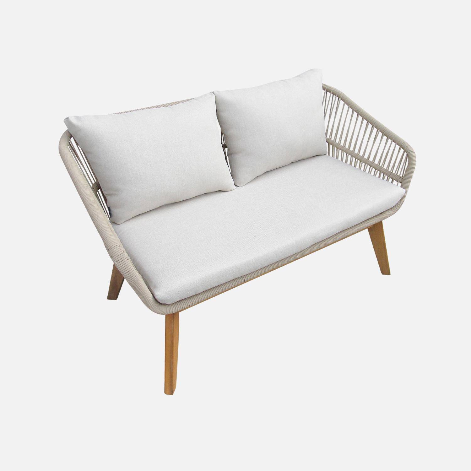 Conjunto de muebles de jardín de madera de 4 plazas, Rosario, Beige, 132x72x78 cm Photo5