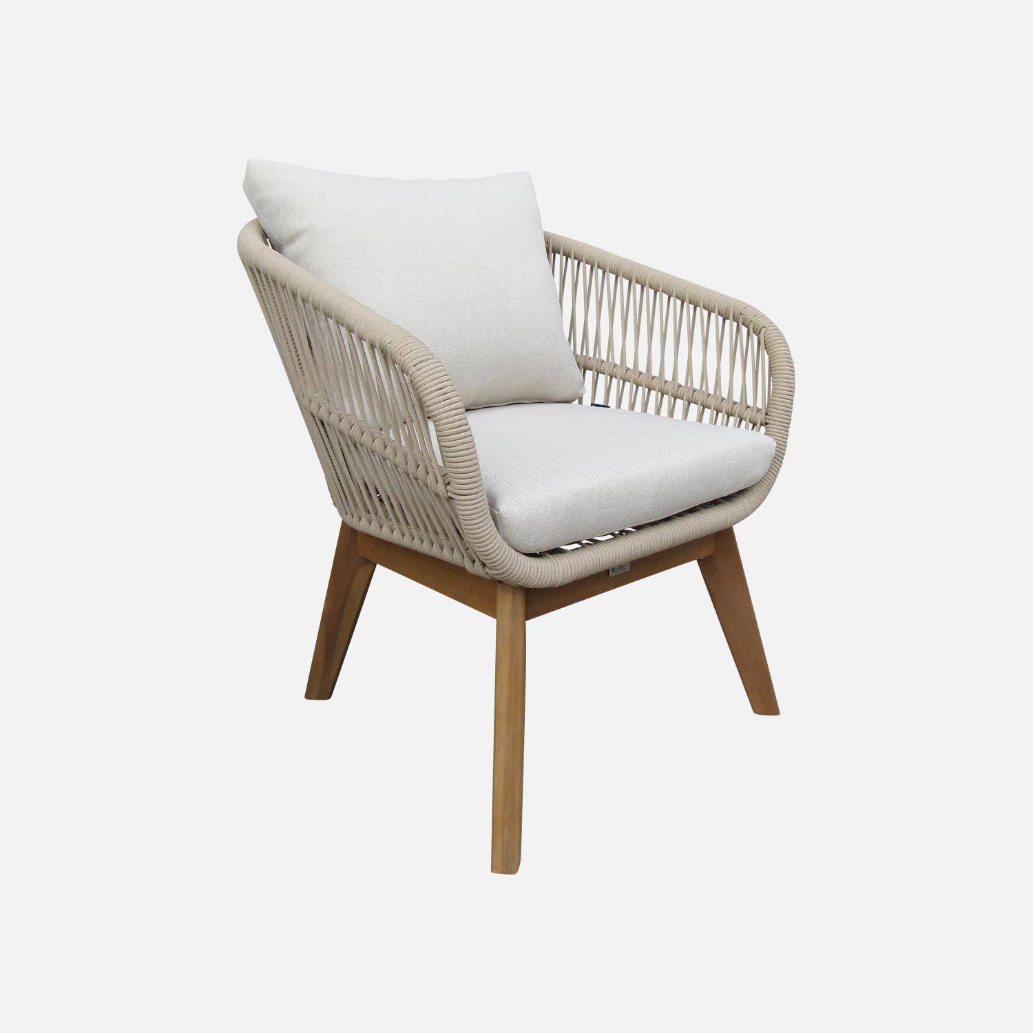 Conjunto de muebles de jardín de madera de 4 plazas, Rosario, Beige, 132x72x78 cm Photo6