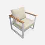 Set di mobili da giardino 5 posti in alluminio ed eucalipto - NAZCA - Struttura bianca, cuscini beige Photo5