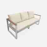 Set di mobili da giardino 5 posti in alluminio ed eucalipto - NAZCA - Struttura bianca, cuscini beige Photo4