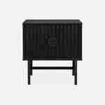 Table de chevet noire décor bois rainuré, un tiroir, L 48 x l 39 x H 50cm Photo4