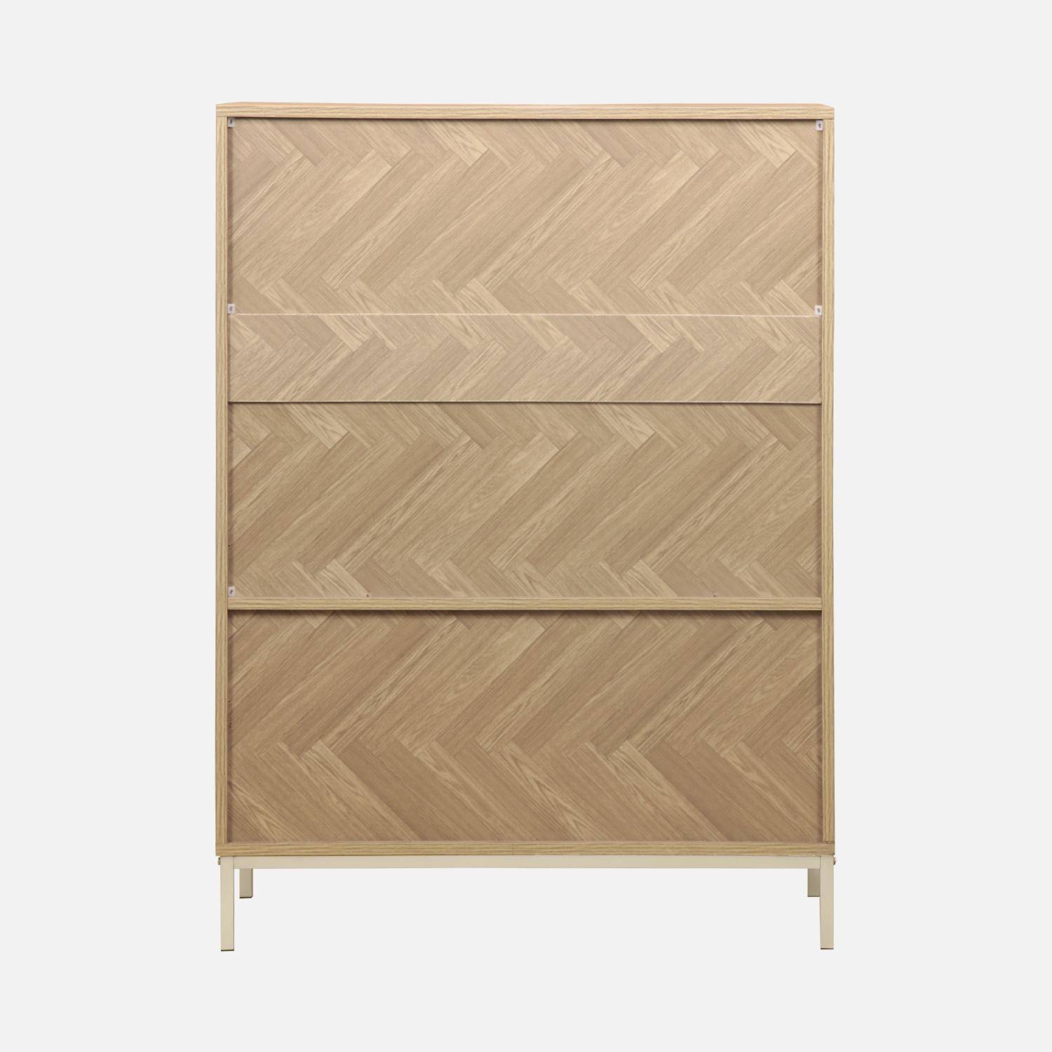 Herringbone, parquet wood-style 2-door storage cabinet, 80x40x110cm, Budapest, 2 doors, 3 shelves Photo5